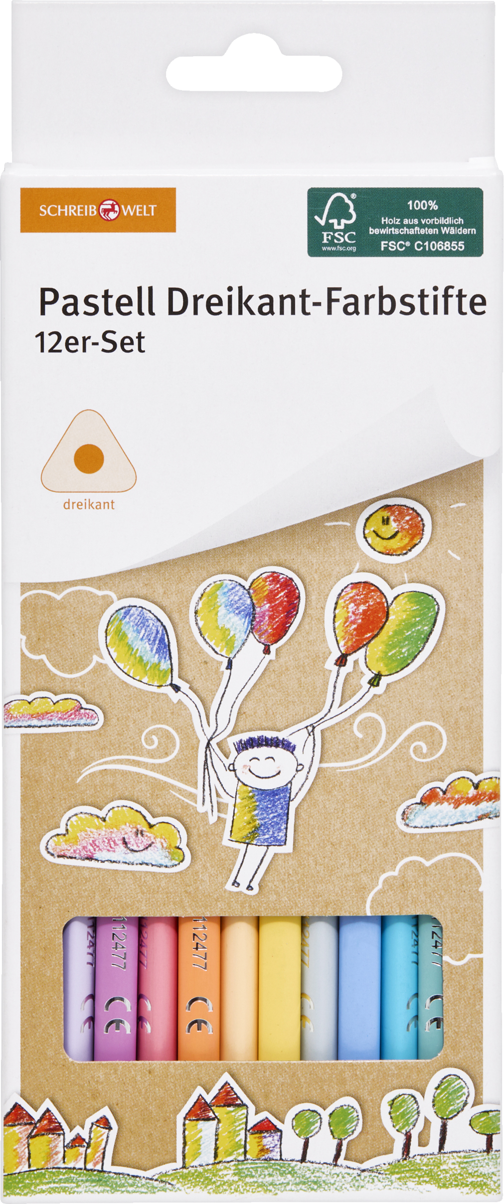SCHREIBWELT Pastell Dreikant-Farbstifte