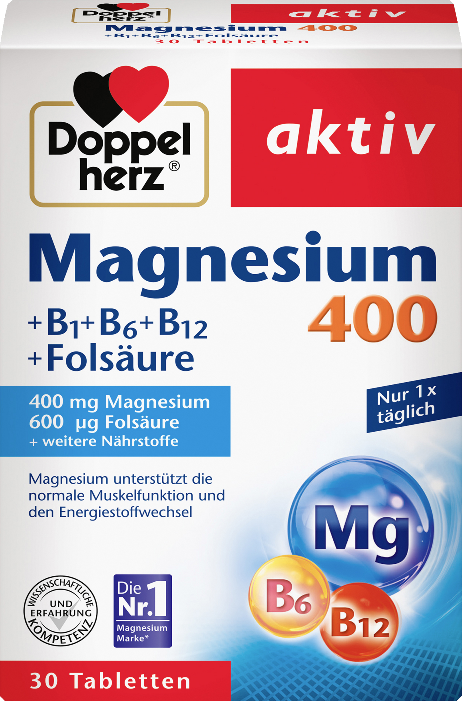 Doppelherz aktiv Magnesium 400 +B1 +B6 +B12 +Folsäure