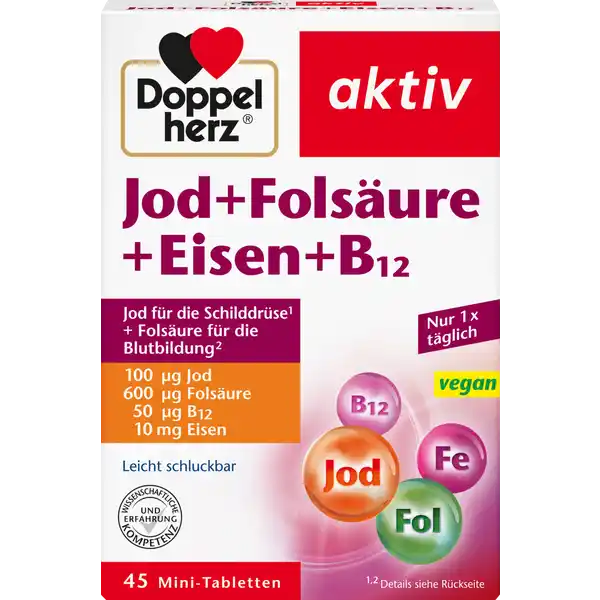 akiv يود + حمض الفوليك + حديد + B12 45 قرص صغير