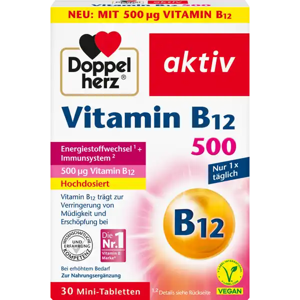 أقراص صغيرة من فيتامين B12 النشط 500