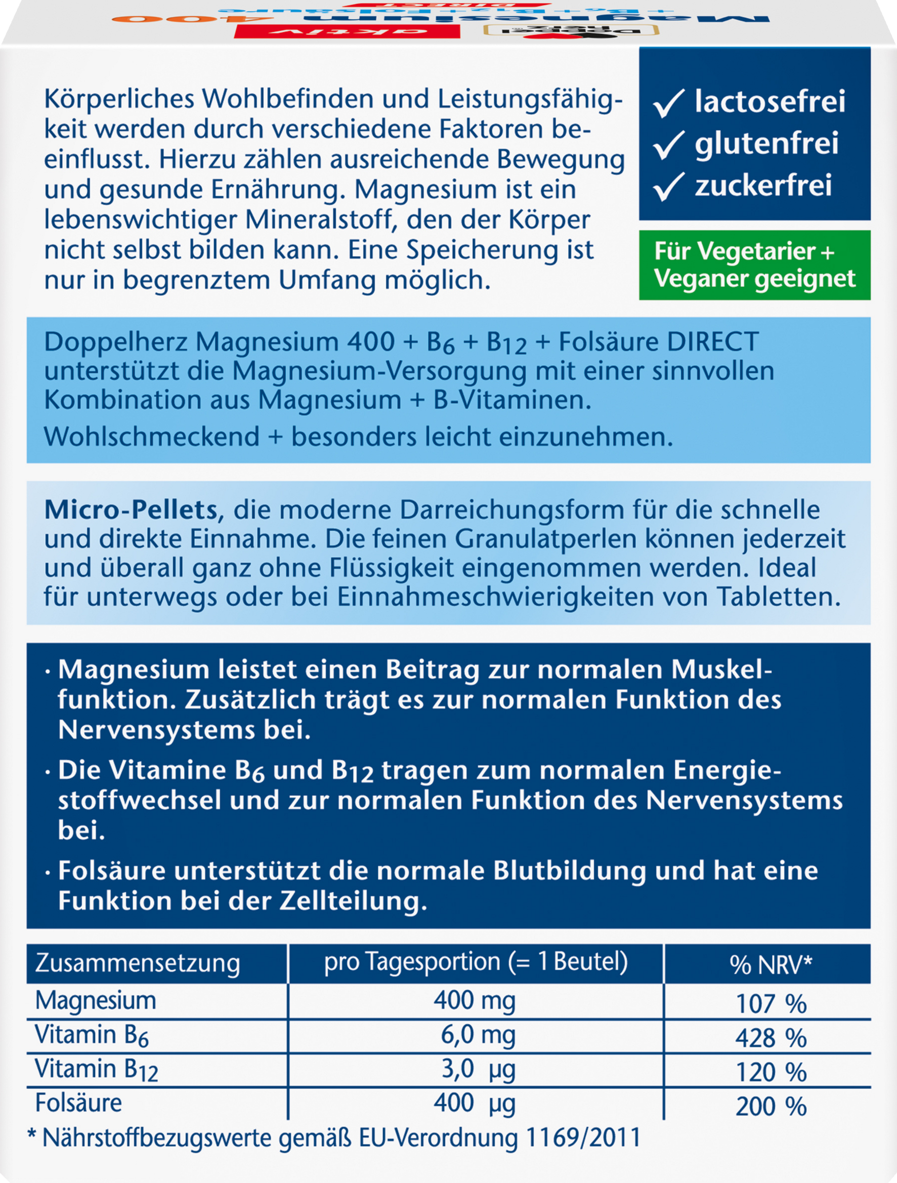 ماغنسيوم نشط 400 ديركت + B6 + B12 + حمض الفوليك 4
