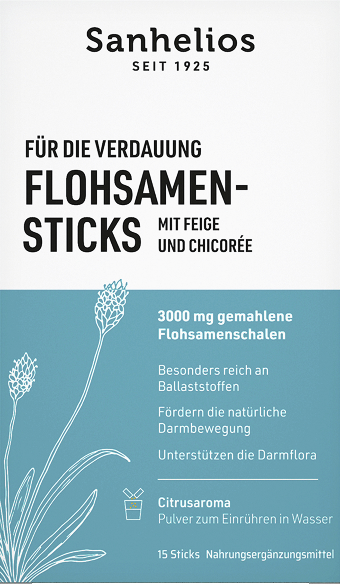 Sanhelios Flohsamen-Sticks mit Feige und Chicorée für die Verdauung