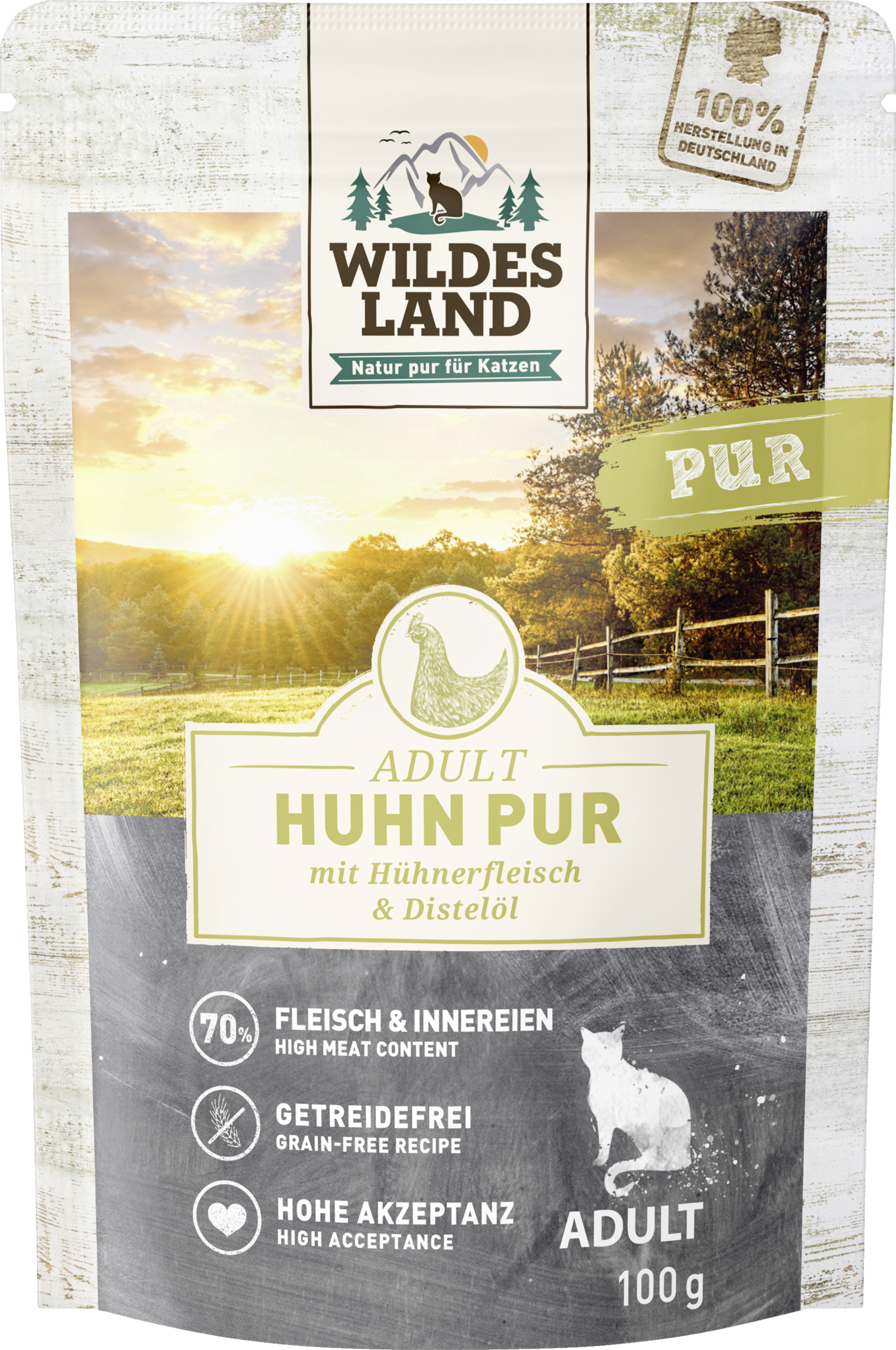 Wildes Land Katzennussfutter Huhn PUR mit Distelöl