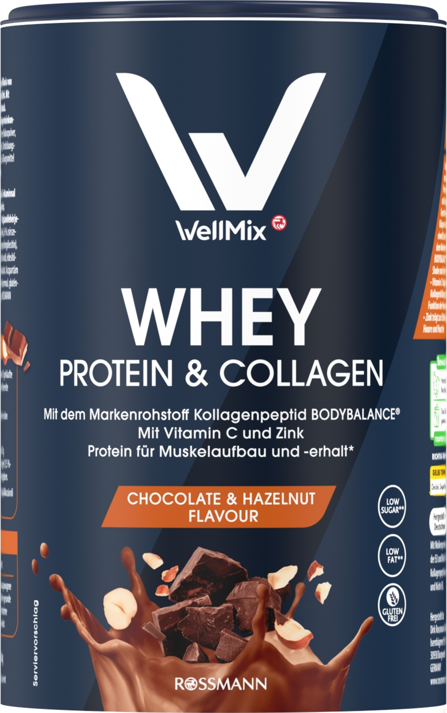 WellMix Proteinpulver mit Kollagen Whey Protein & Collagen Chocolate & Hazelnut Flavour