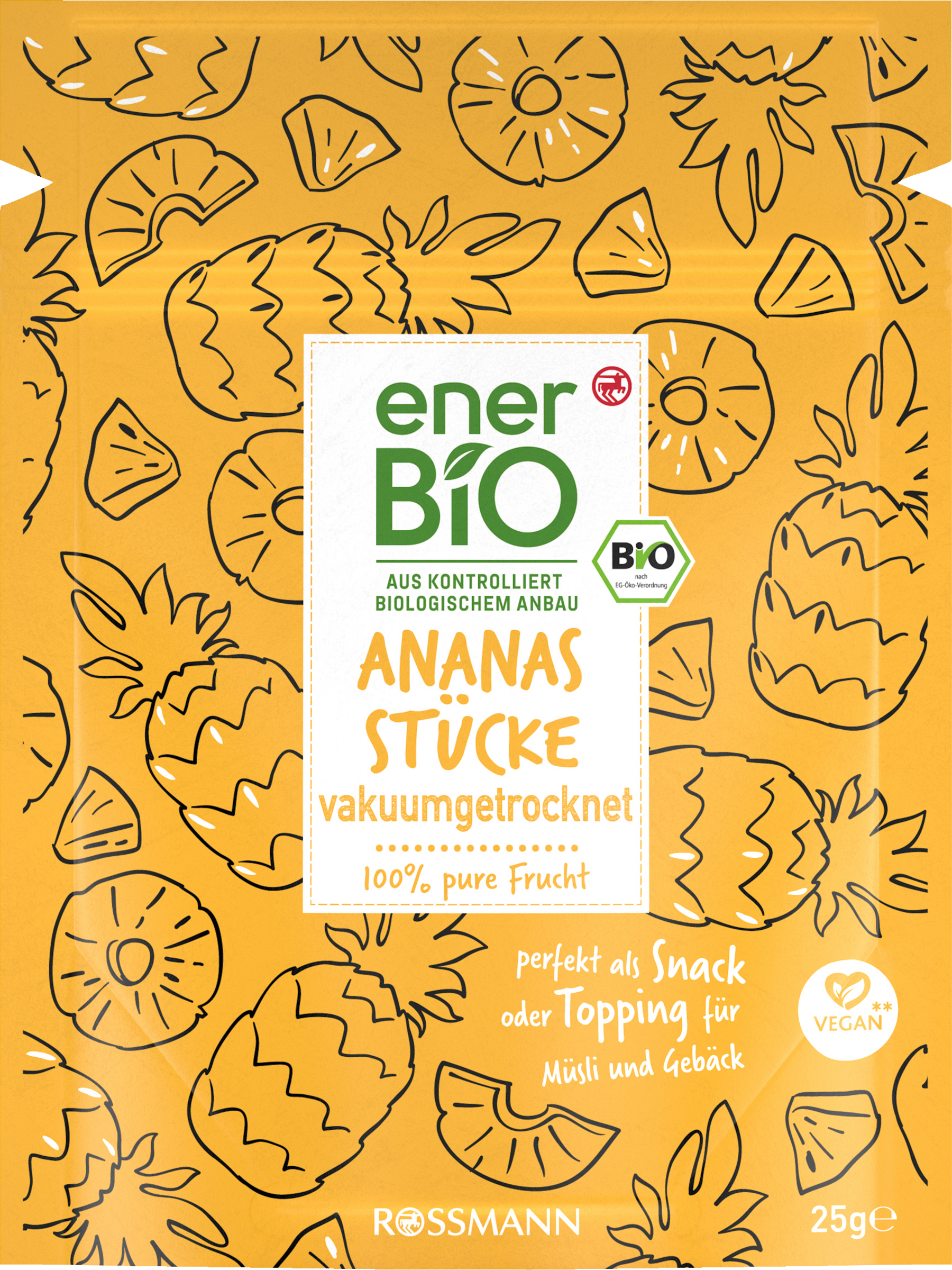 enerBiO Ananasstücke vakuumgetrocknet