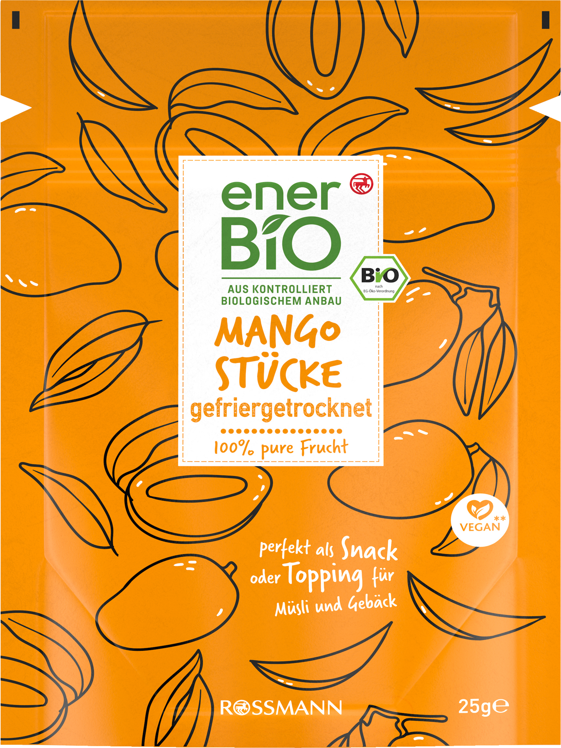 Mangostücke gefriergetrocknet