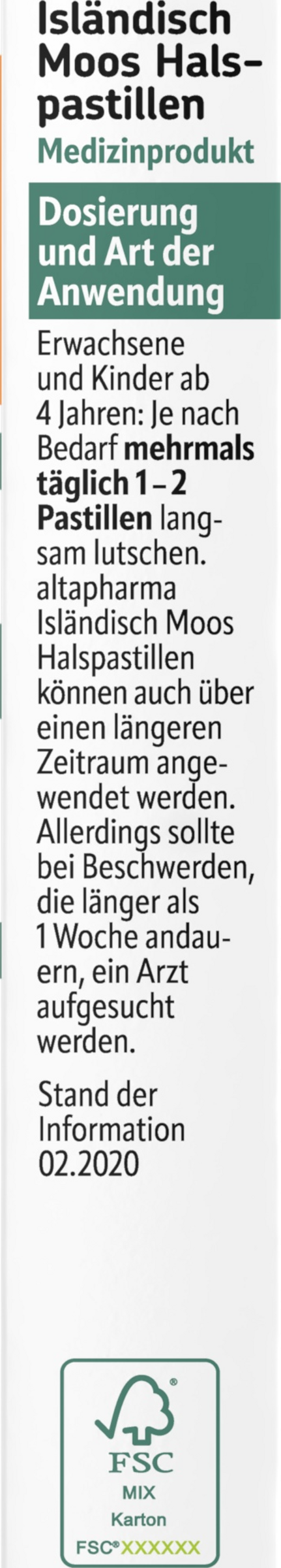 altapharma Isländisch Moos Halspastillen