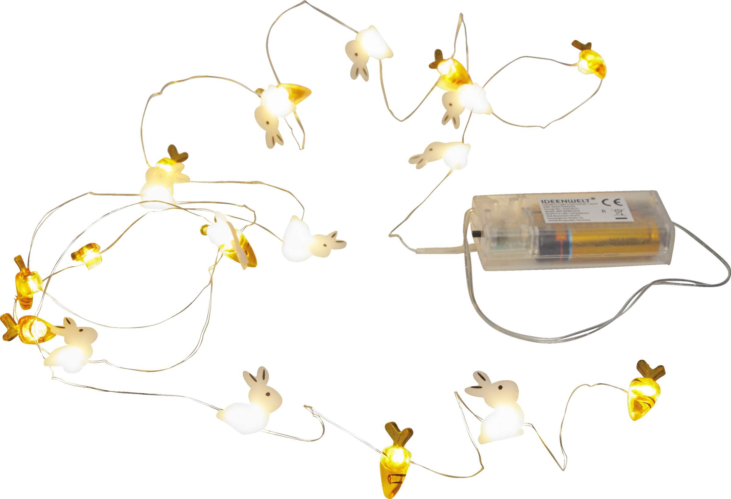 IDEENWELT Micro-LED-Drahtlichterkette Hase/Karotte