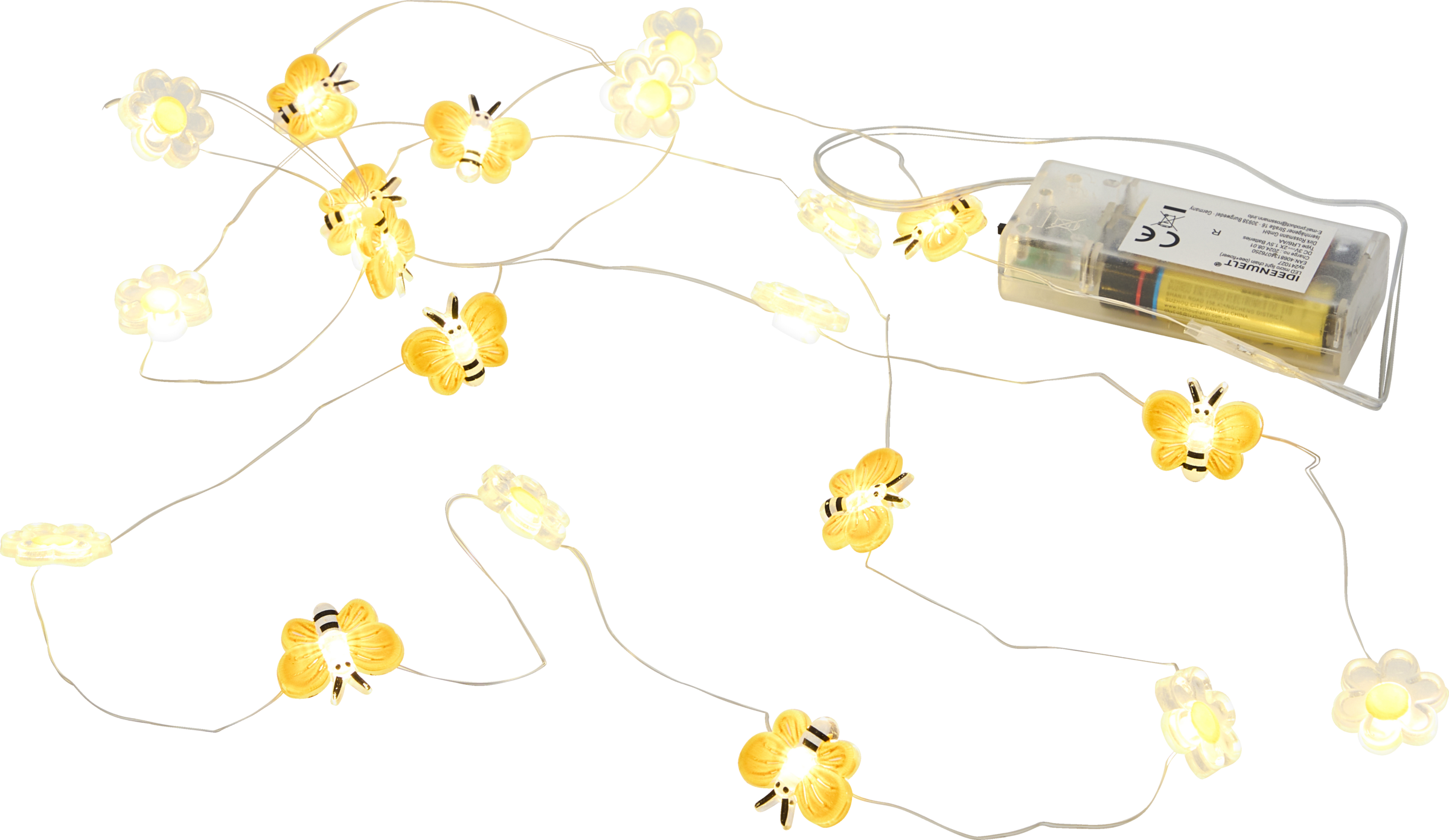 IDEENWELT Micro-LED-Drahtlichterkette Biene/Blume
