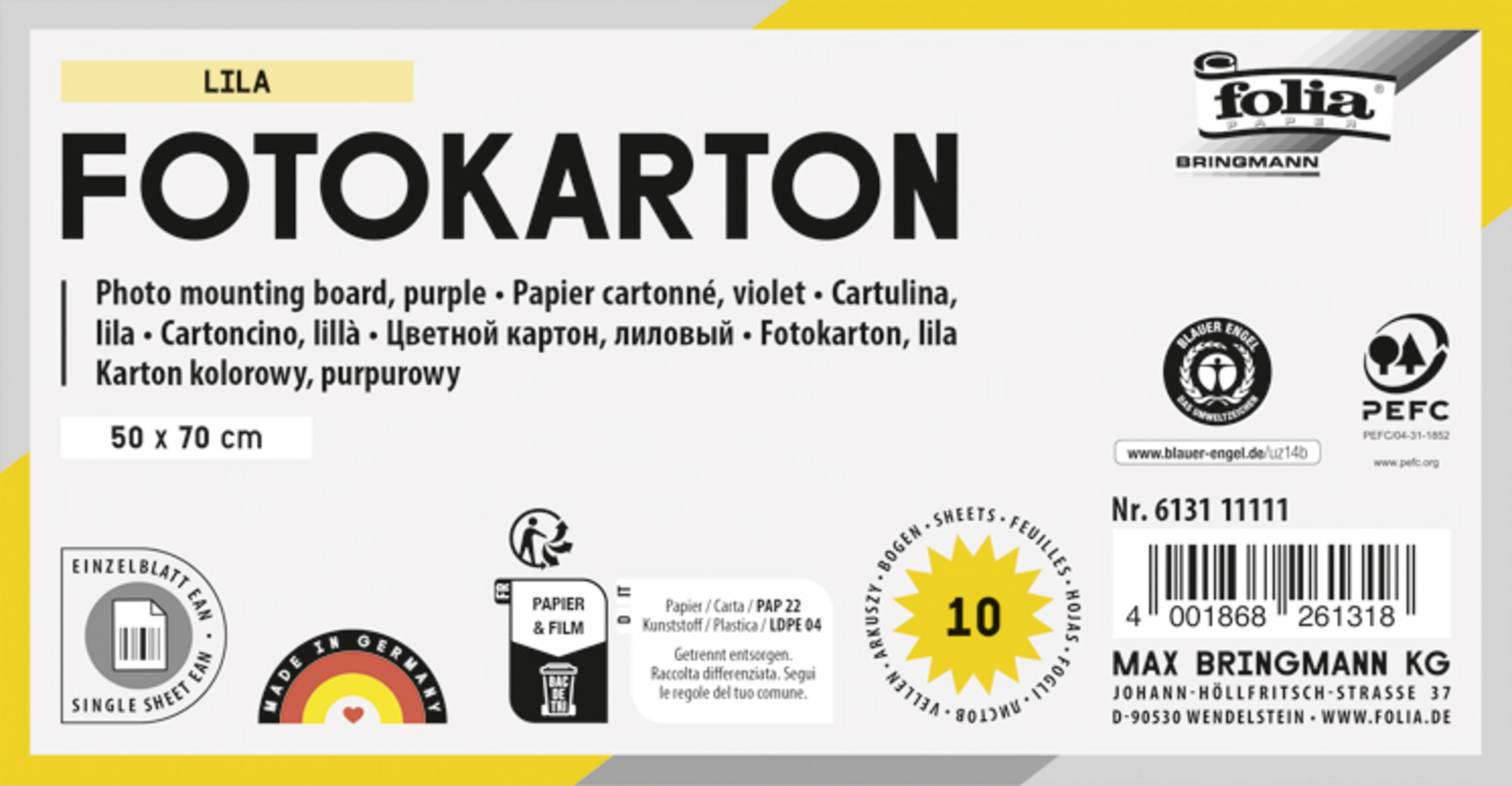 folia Fotokarton, lila