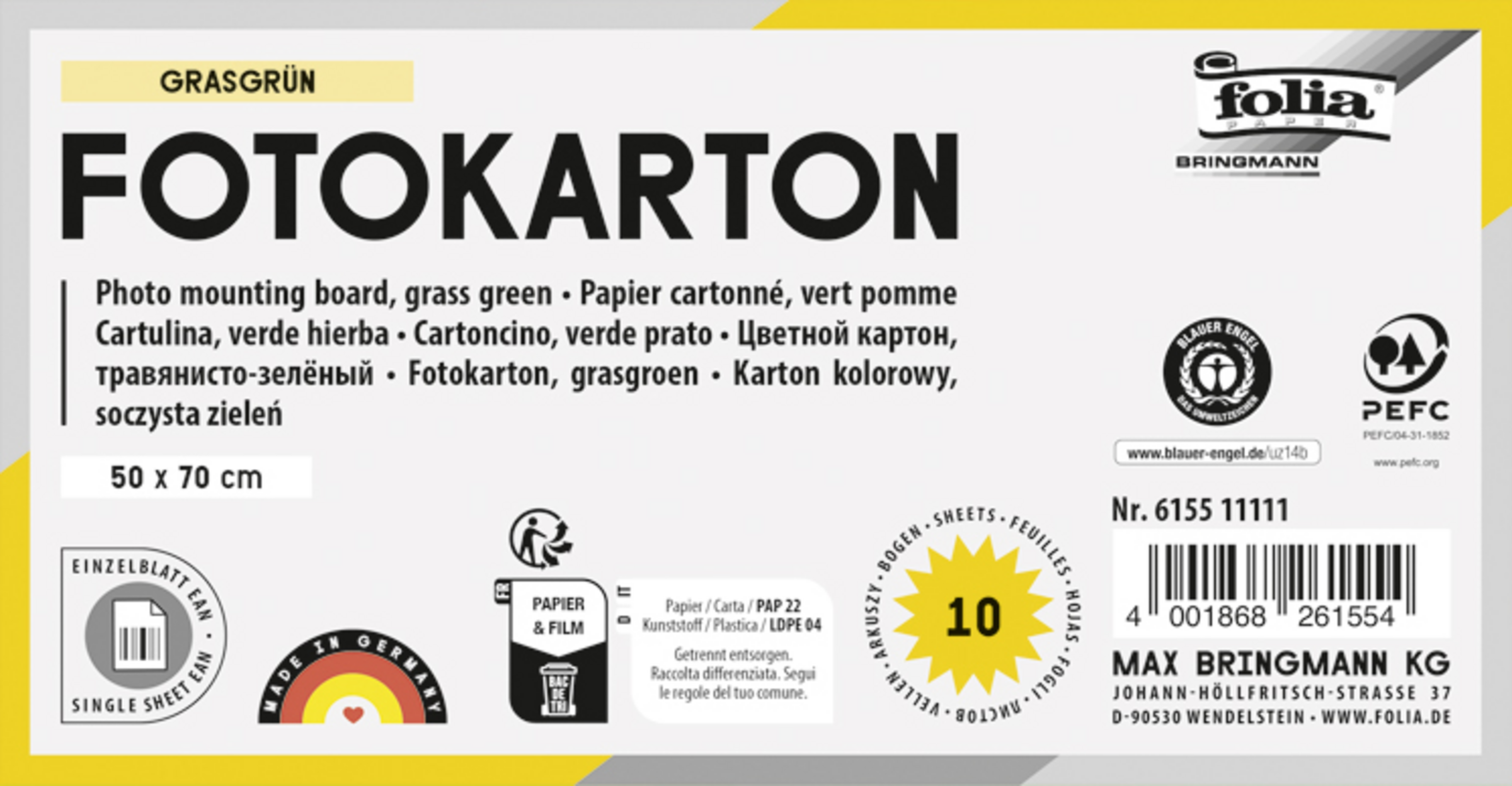 folia Bastelkarton grasgrün