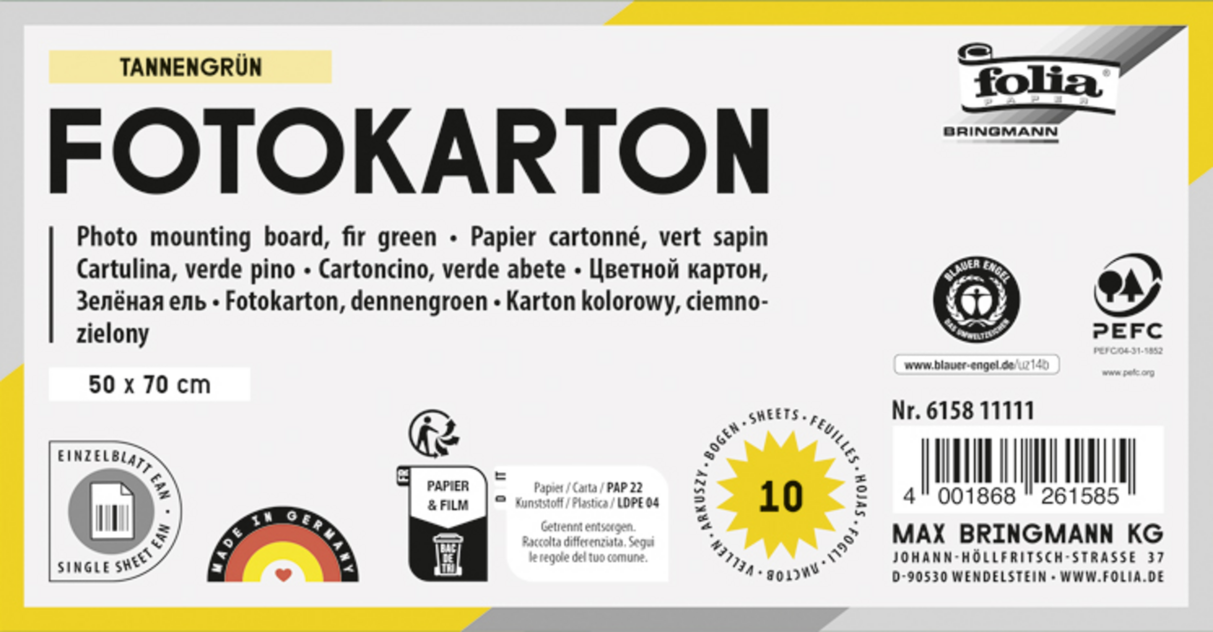 folia Bastelkarton tannengrün