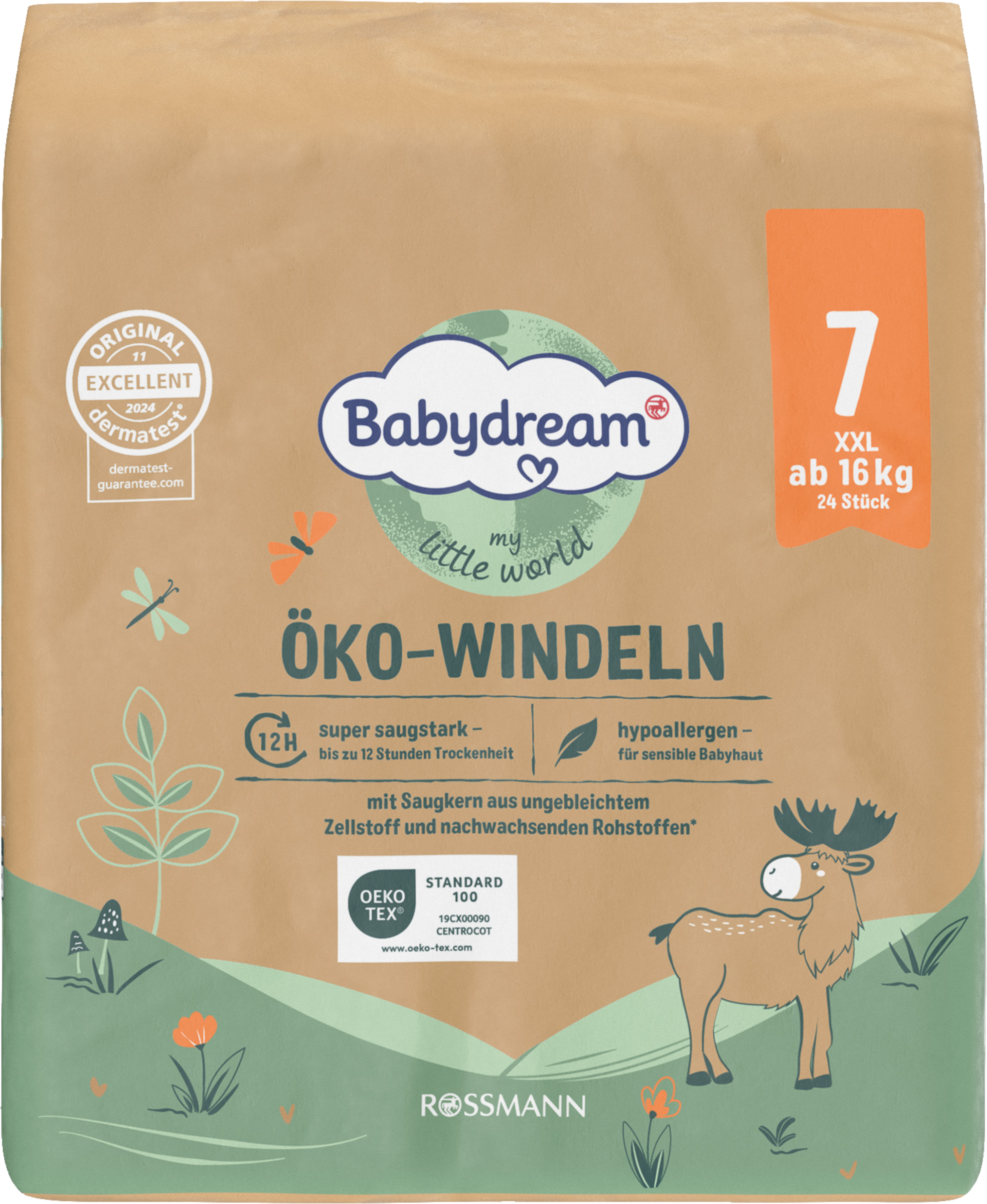 Babydream Öko Windeln Größe 7 XXL, 24 Stück, ab 16 kg