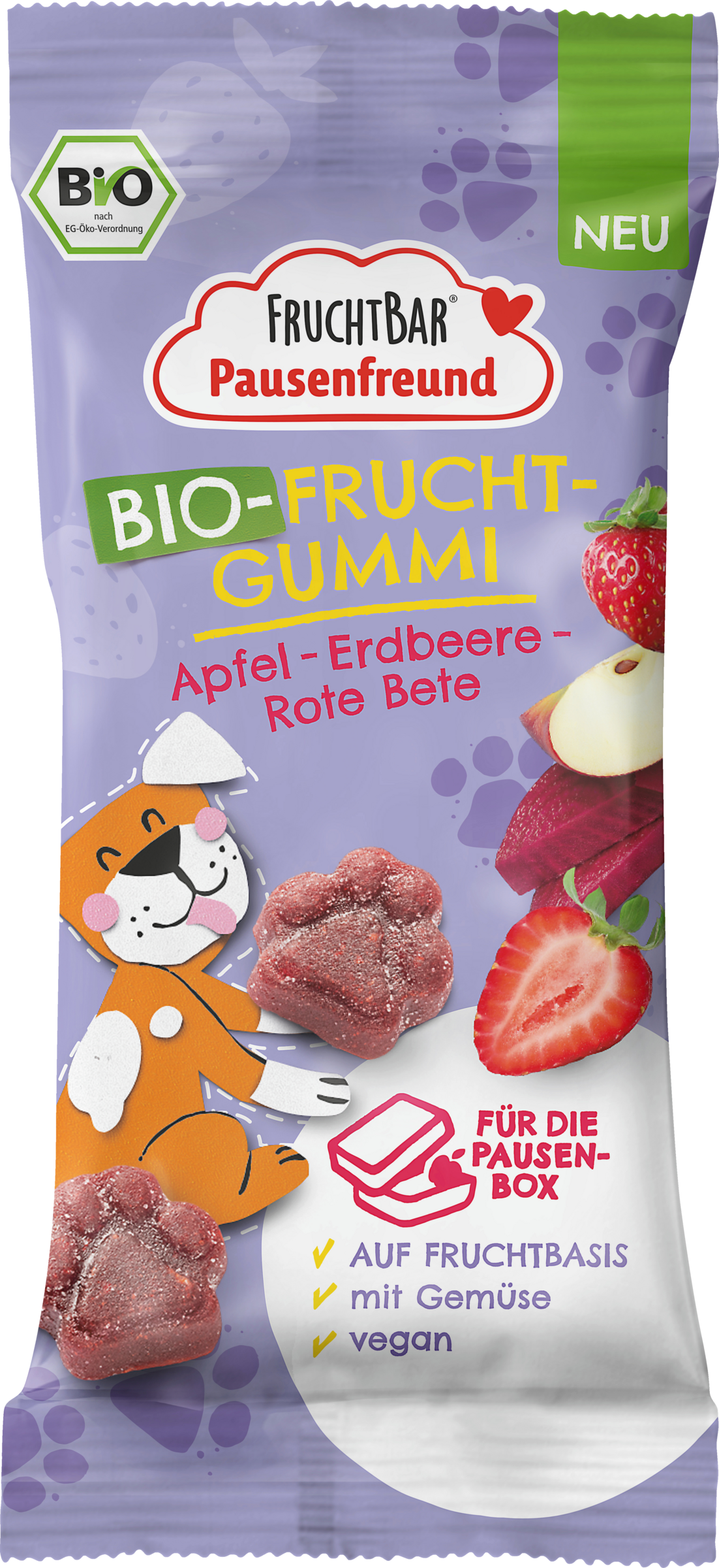 FruchtBar Bio-Fruchtgummi Apfel Erdbeere Rote Bete