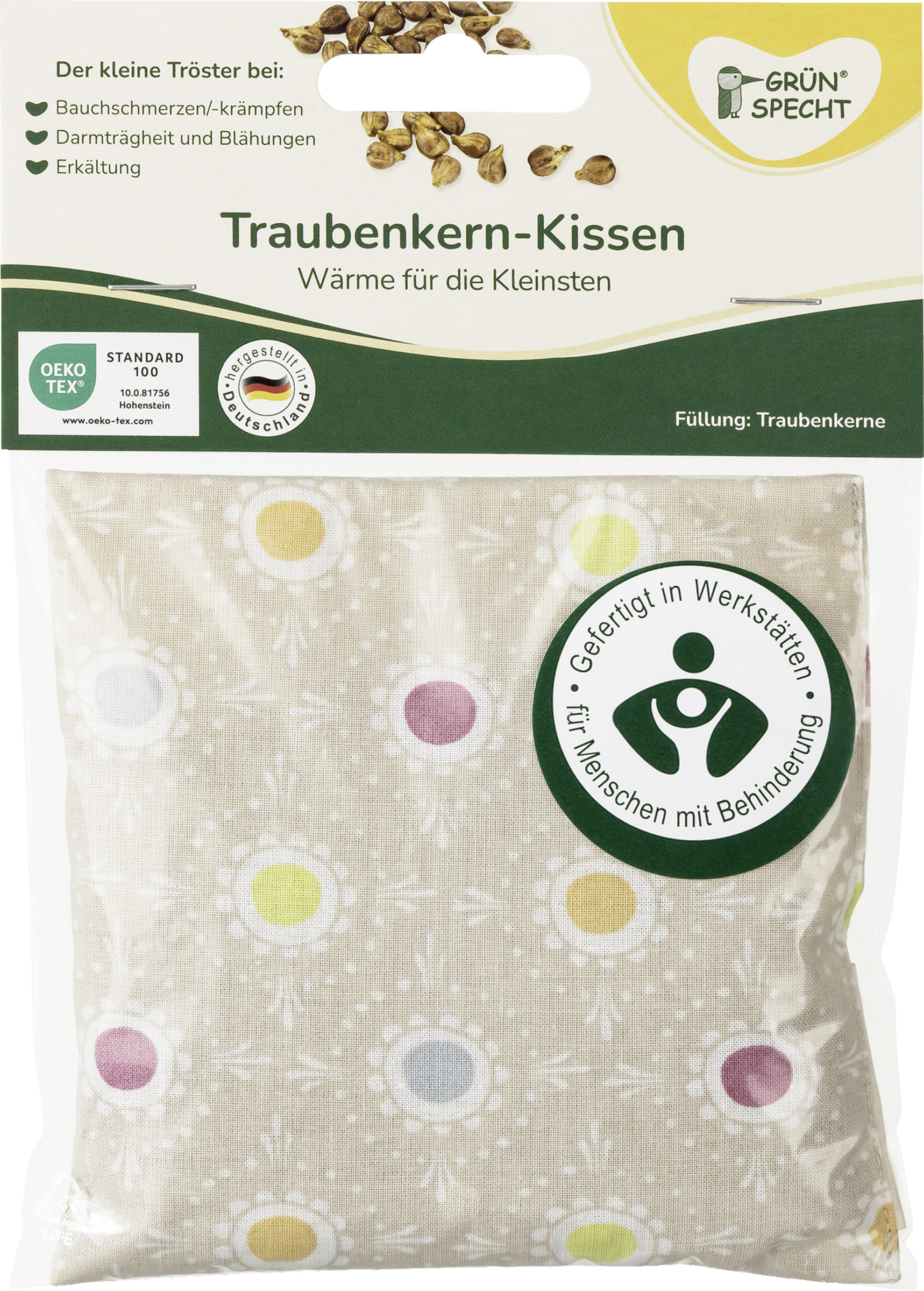 GRÜNSPECHT Traubenkern-Kissen Lollipop beige