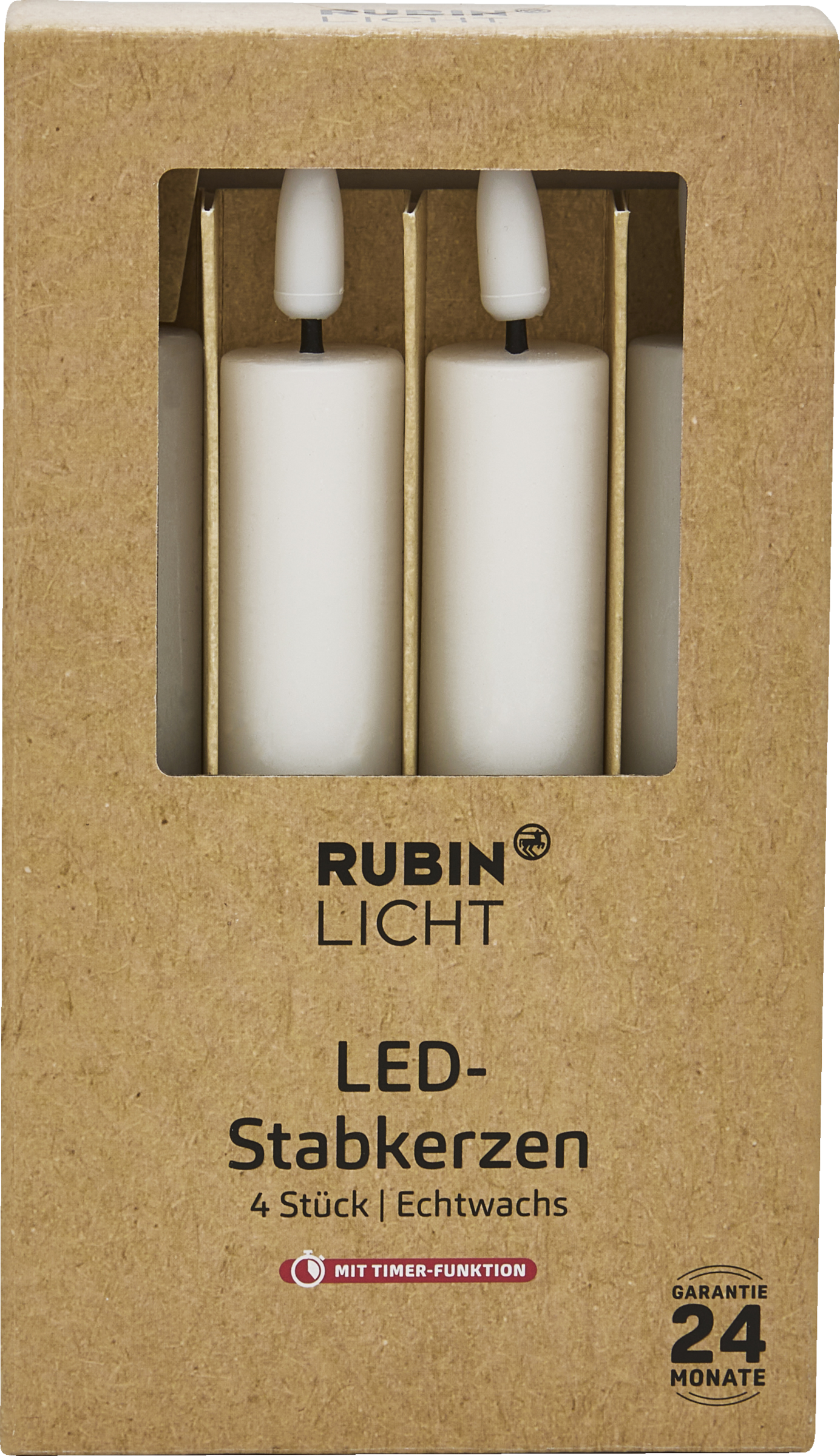 IDEENWELT 4er Set LED Stabkerzen 3D Flamme 15cm wh