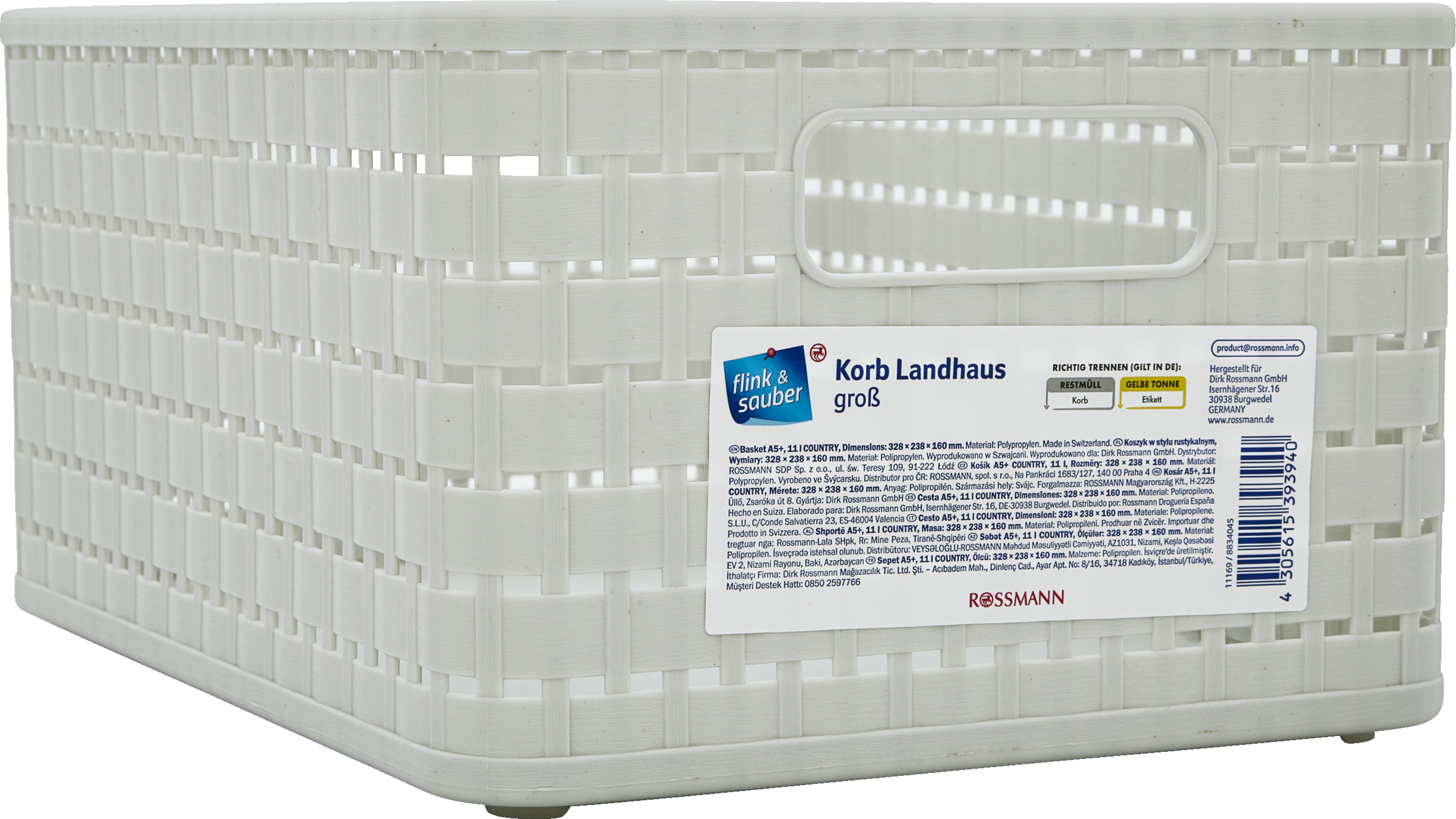 flink & sauber Korb A5 plus, 11 l COUNTRY, farbig sortiert