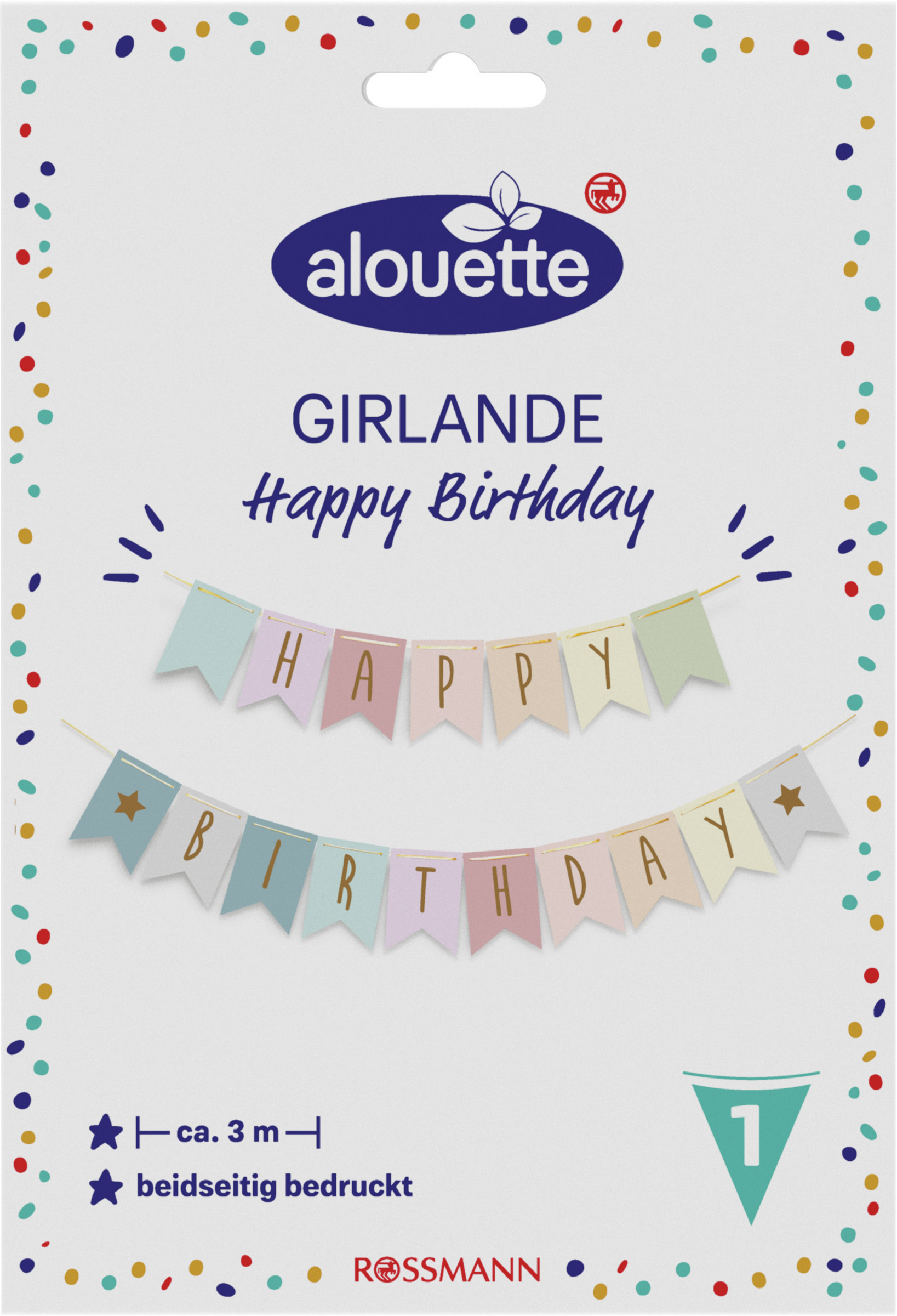 alouette Happy Birthday Girlande sortiert