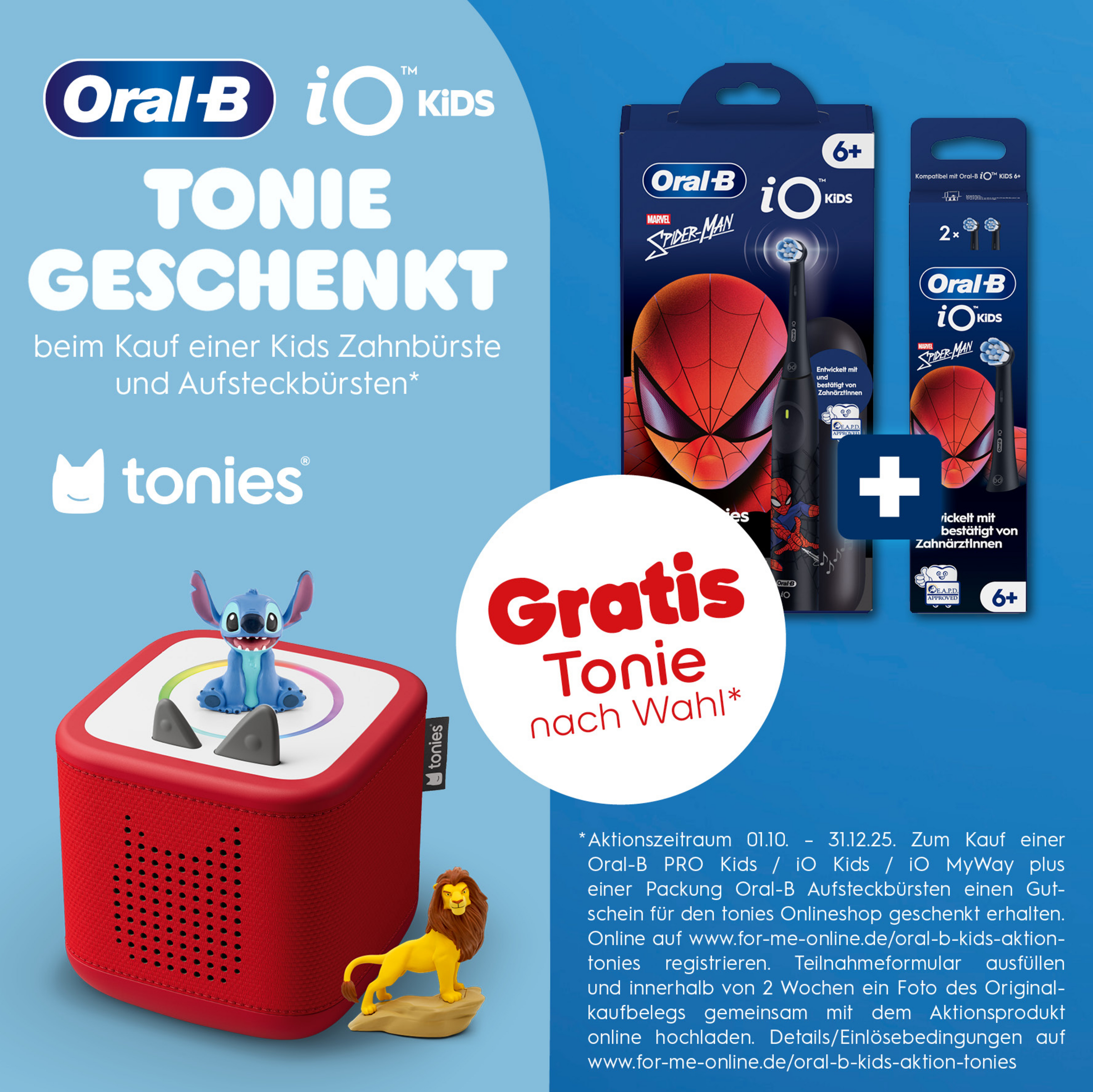 Oral-B iO Kids 6 elektrische Zahnbürste mit Reiseetui Spiderman