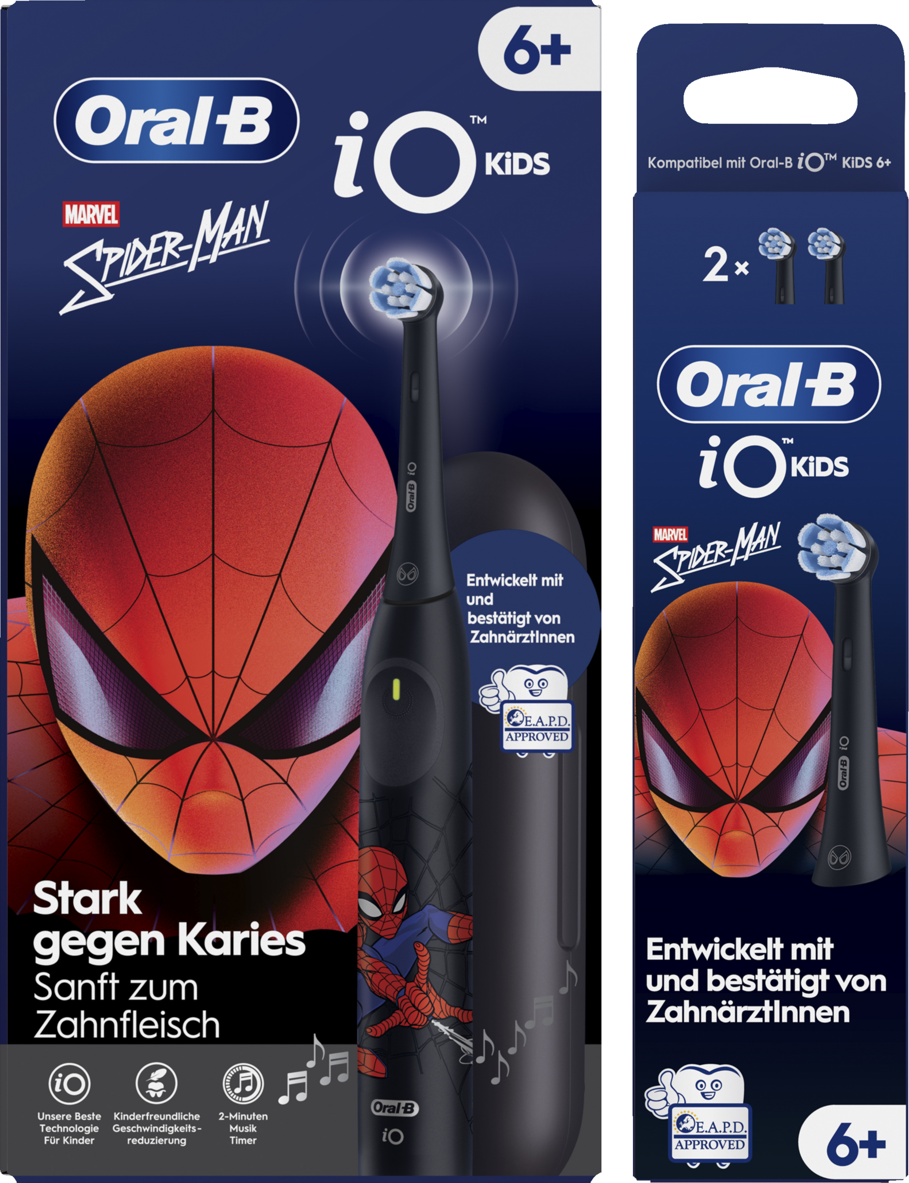 iO Kids 6+ فرشاة أسنان كهربائية Spider + رأس فرشاة عبوة مزدوجة من سن 6 سنوات فما فوق