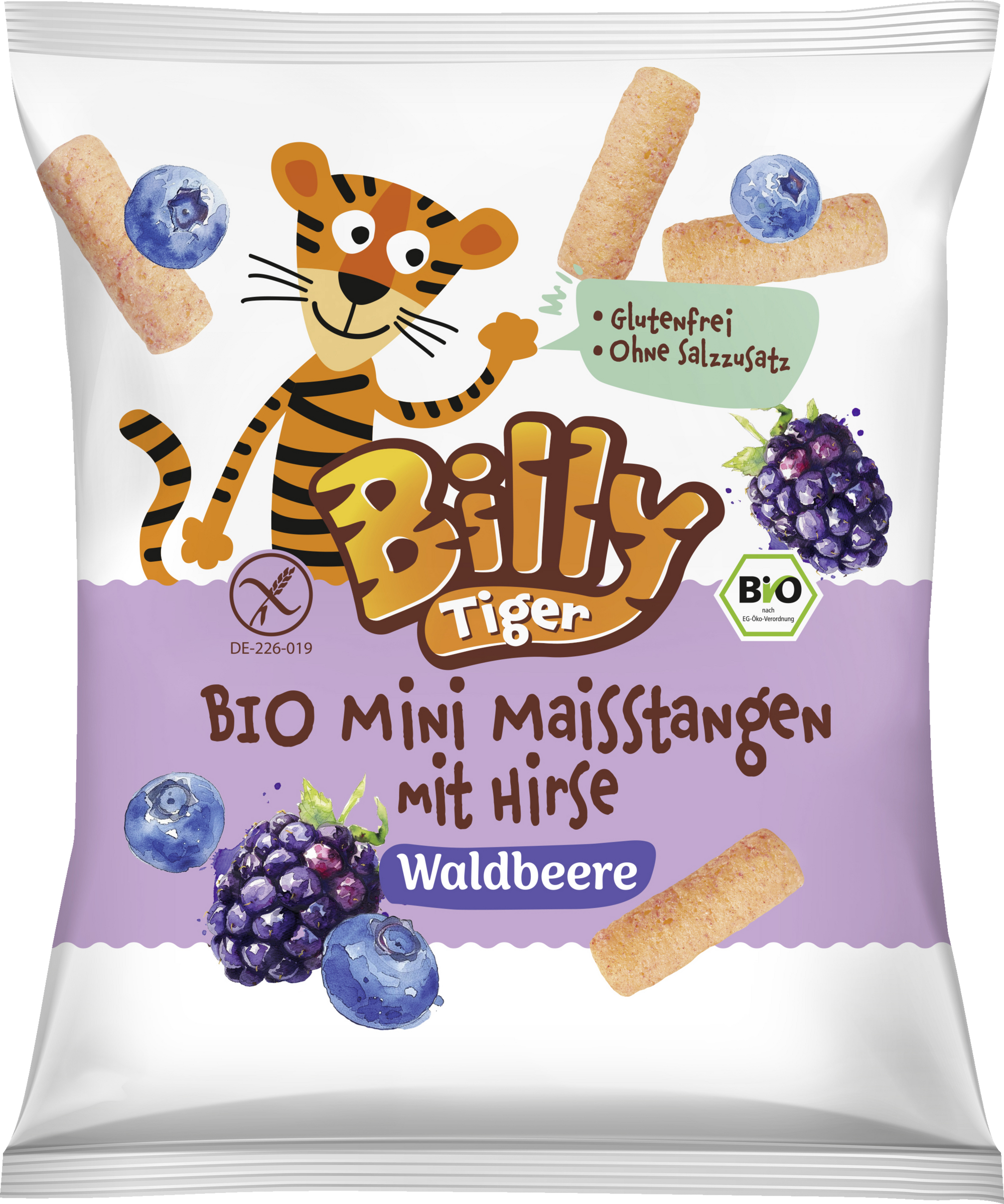 Billy Tiger Bio Mini Maisstangen mit Hirse & Waldbeere