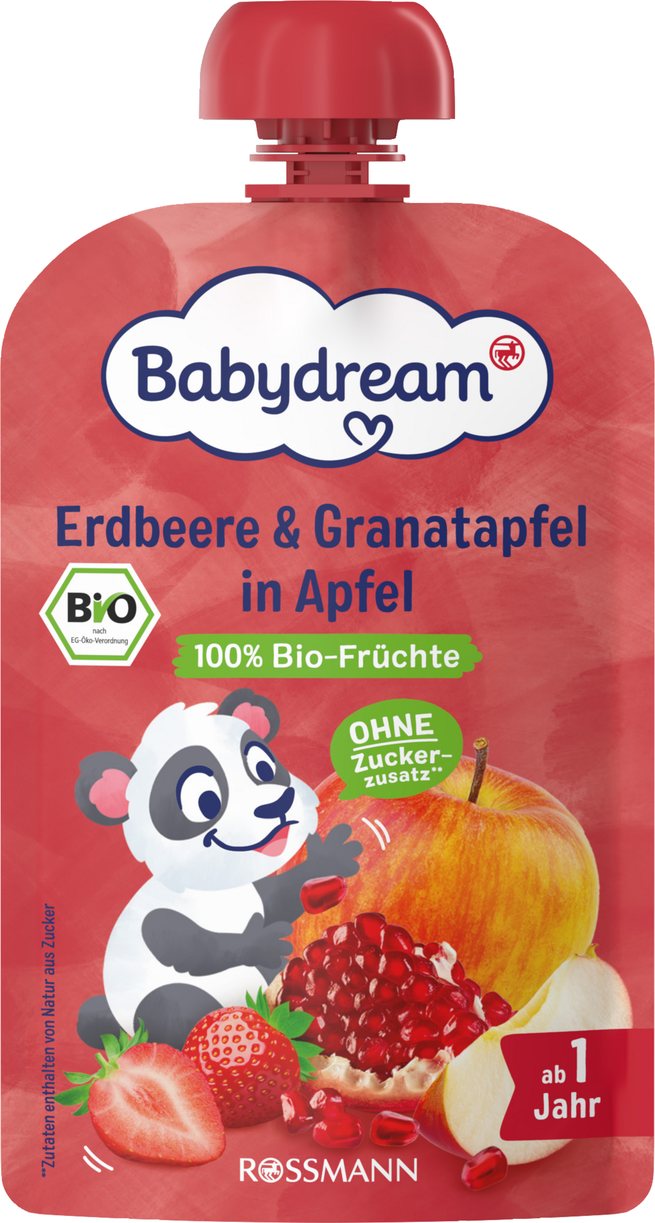 Bio Erdbeere & Granatapfel in Apfel