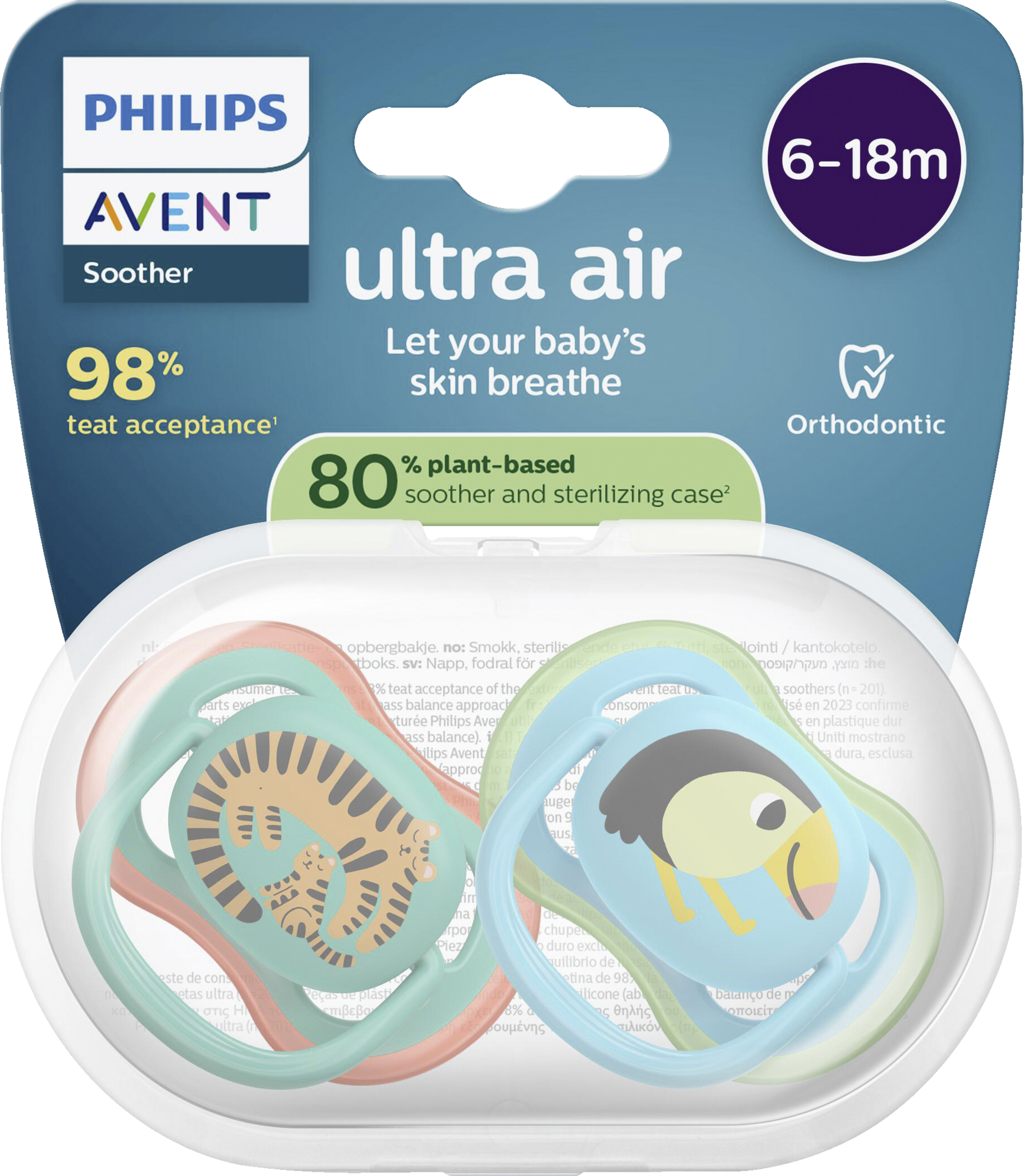PHILIPS AVENT ultra air Schnuller Tiger & Vogel 6-18 Monate