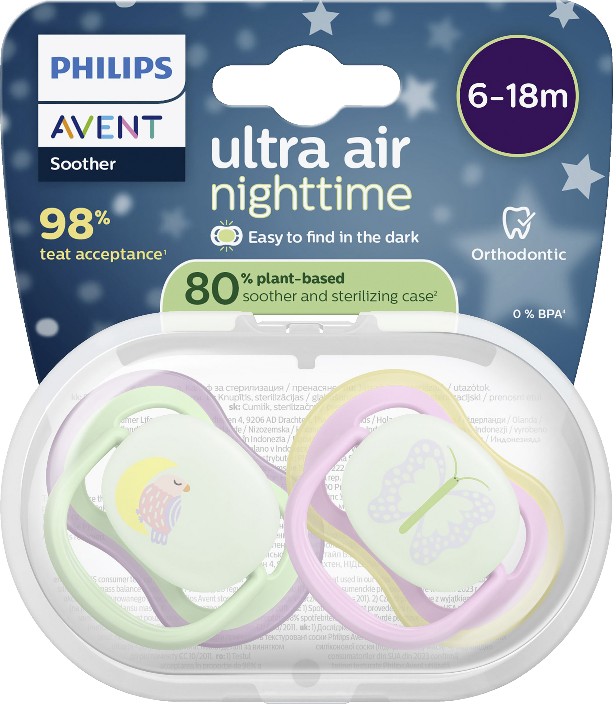 PHILIPS AVENT ultra air Schnuller Vogel & Schmetterling 6-18 Monate