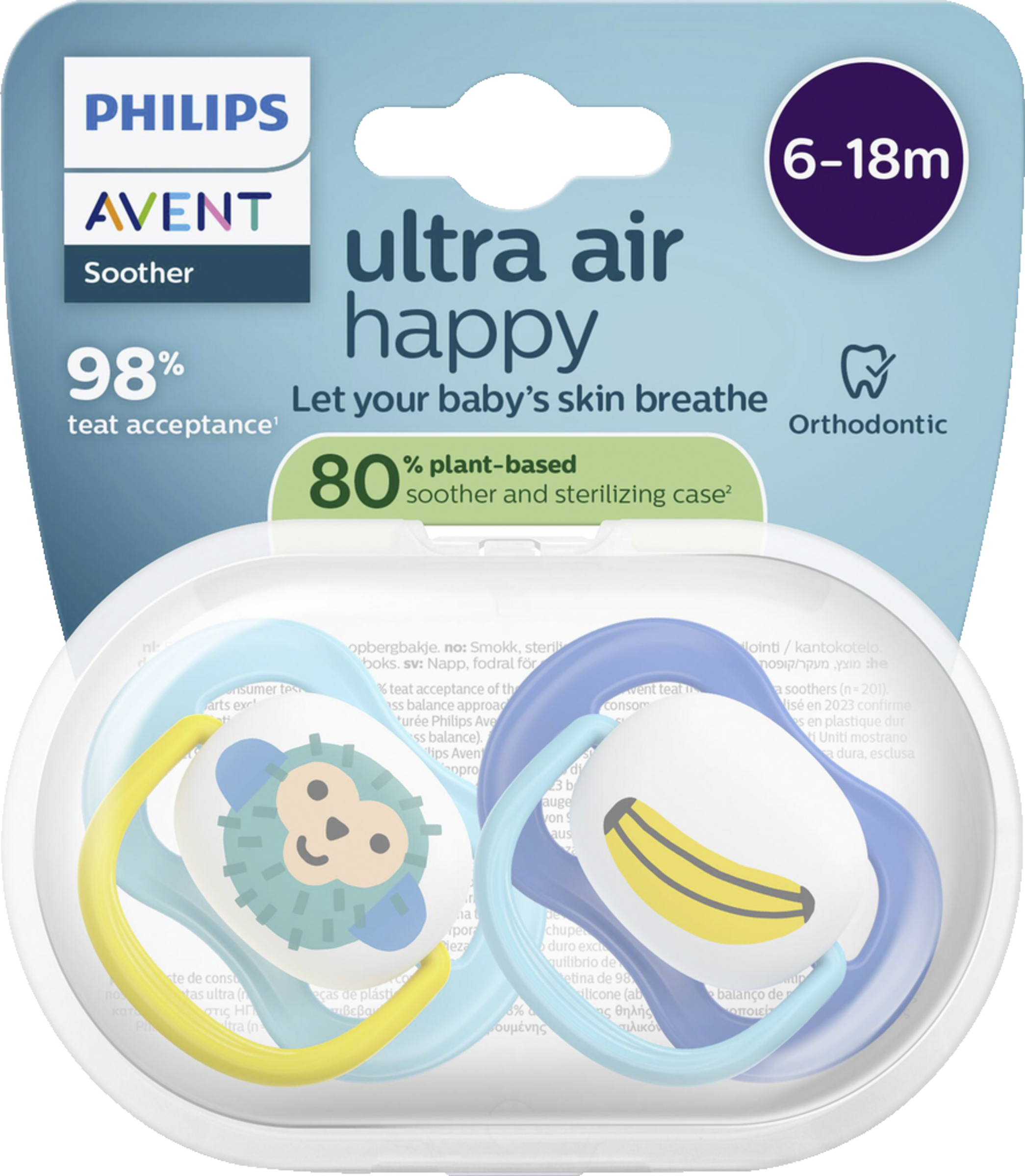 PHILIPS AVENT ultra air Schnuller Affe & Banane 6-18 Monate