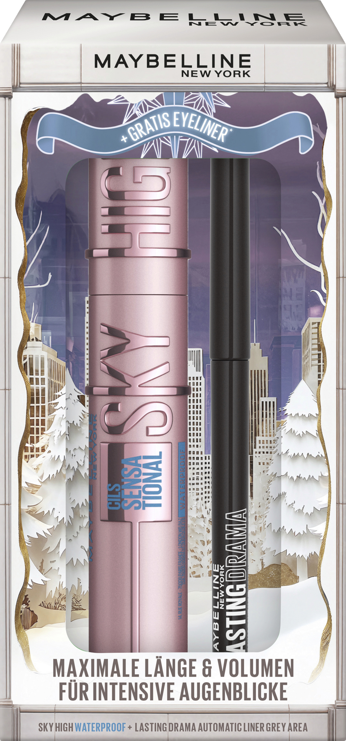 Xmas Coffret: Lash Sensational Sky High Mascara Waterproof Lasting Drama Automatic Liner 20 Grey Ar