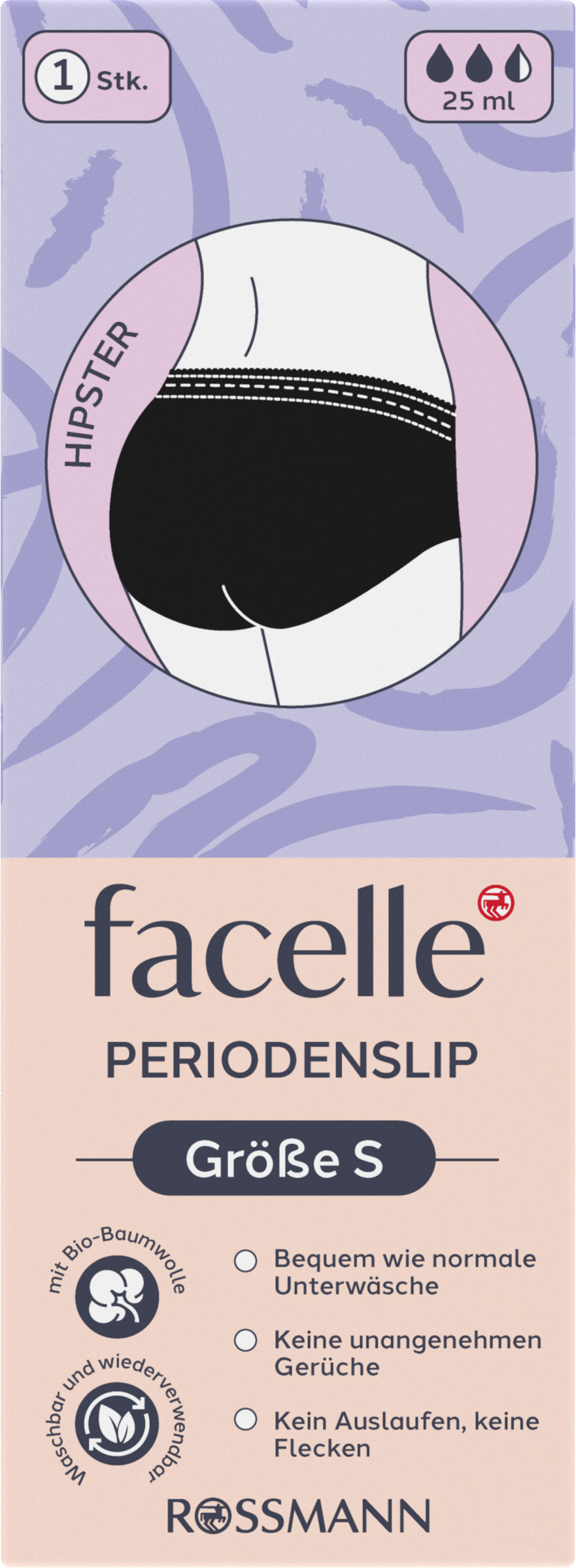 facelle Hipster Periodenslip schwarz Gr. S