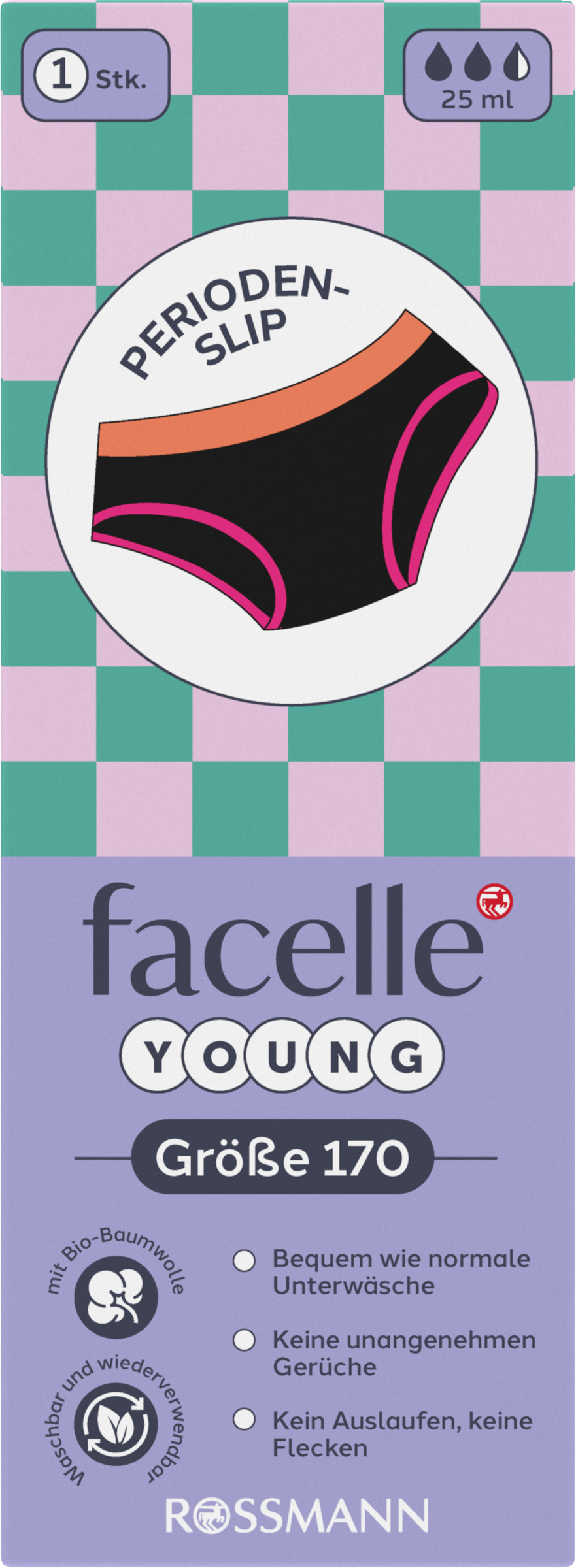 facelle Young Periodenslip Gr. 170, schwarz
