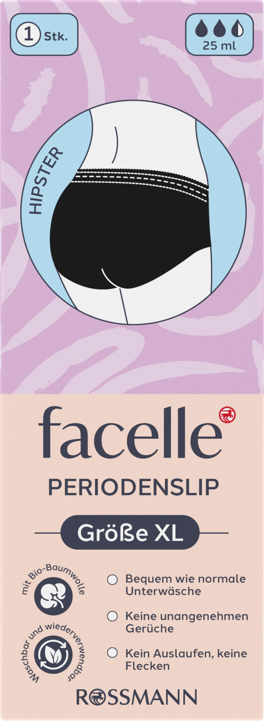facelle Hipster Periodenslip schwarz Gr. XL