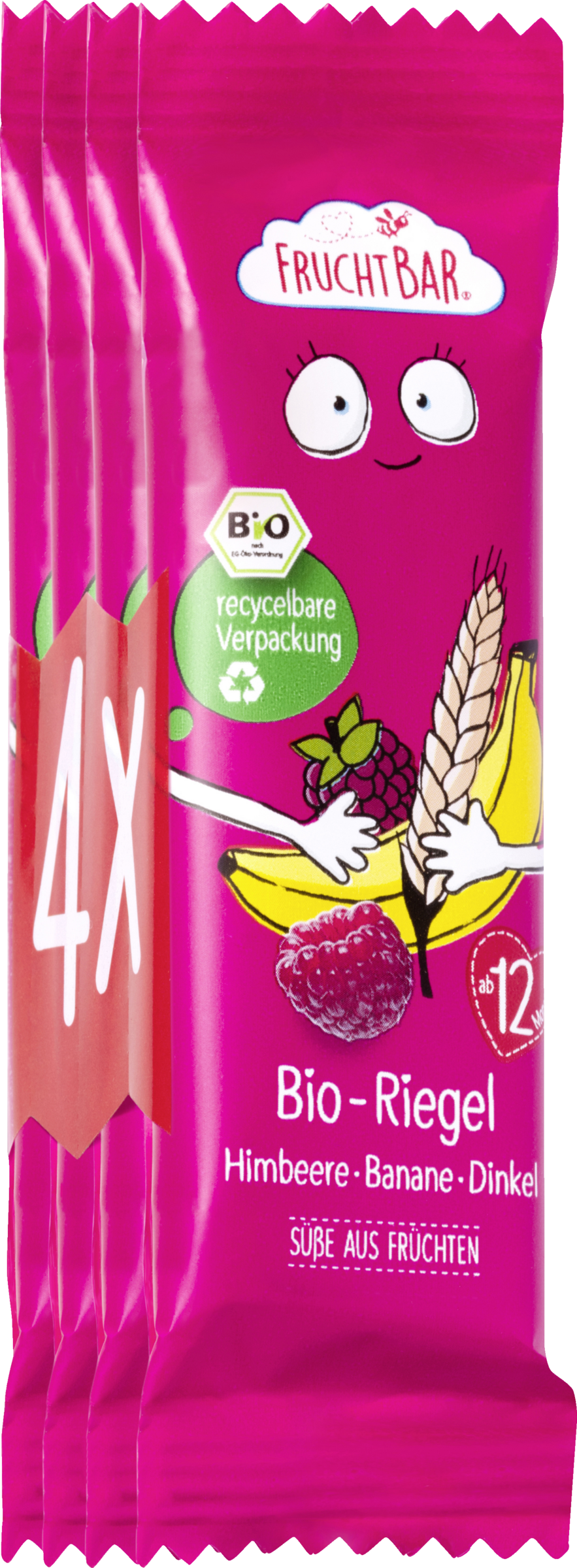 FruchtBar Bio Riegel Himbeere-Banane-Dinkel