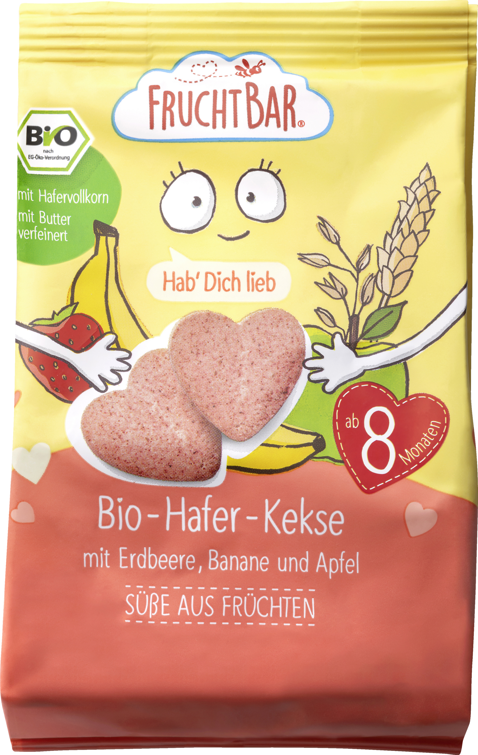 FruchtBar Bio-Hafer-Kekse Erdbeere Apfel Banane