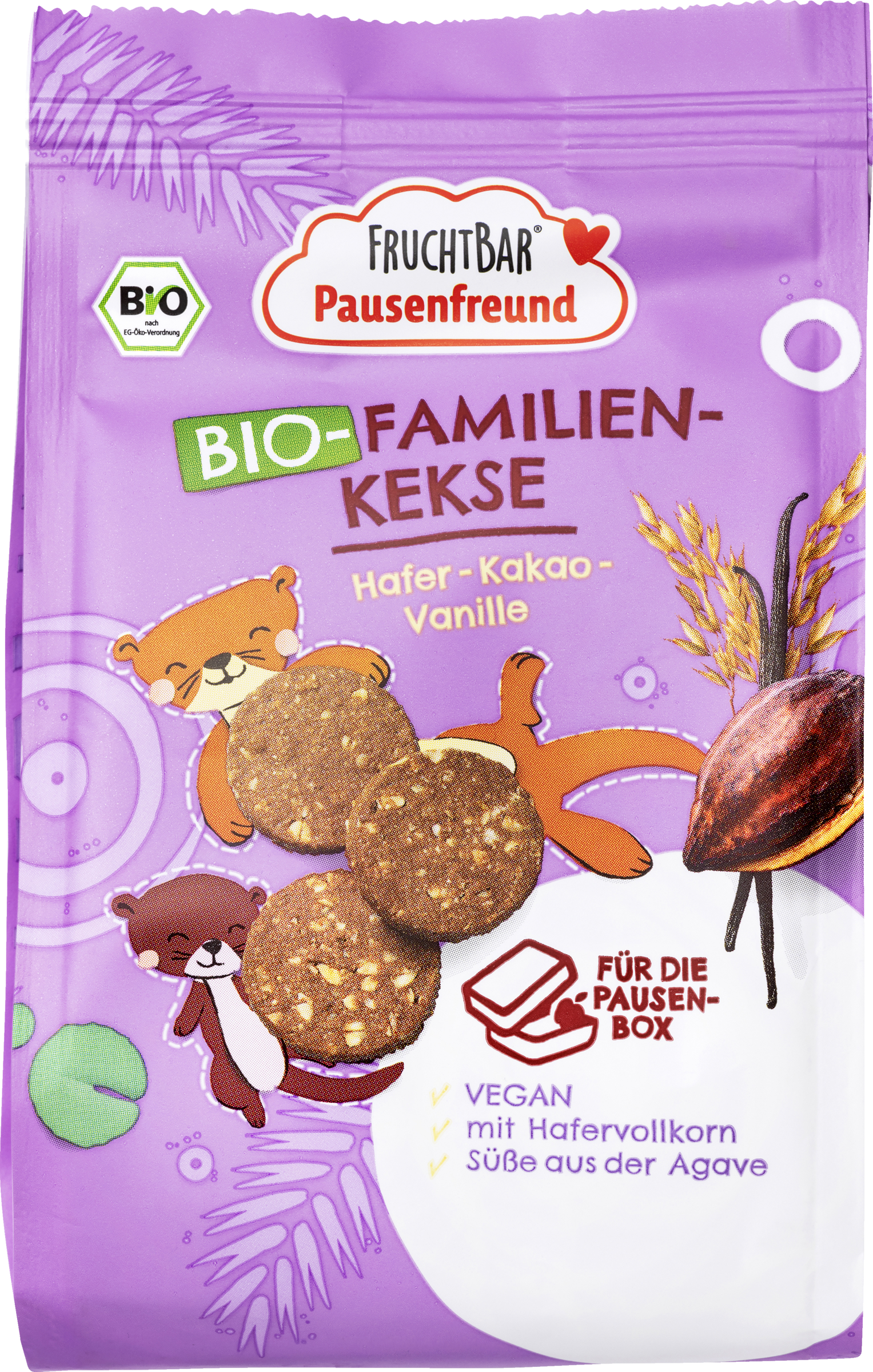 FruchtBar Pausenfreund Bio-Familien-Kekse Hafer-Kakao-Vanille