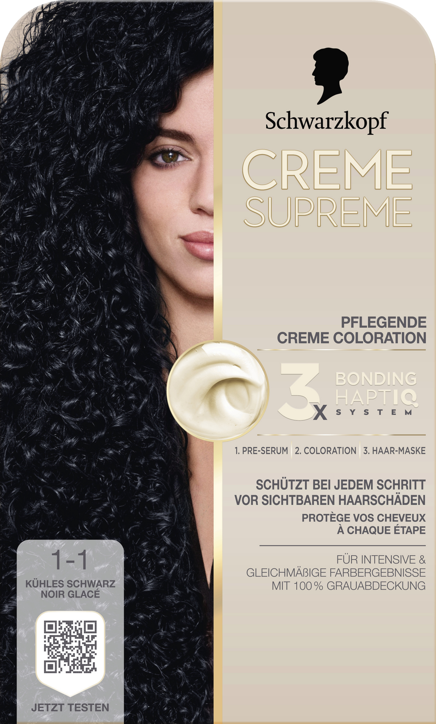 CREME SUPREME Pflegende Creme Coloration 1-1 Khles Schwarz