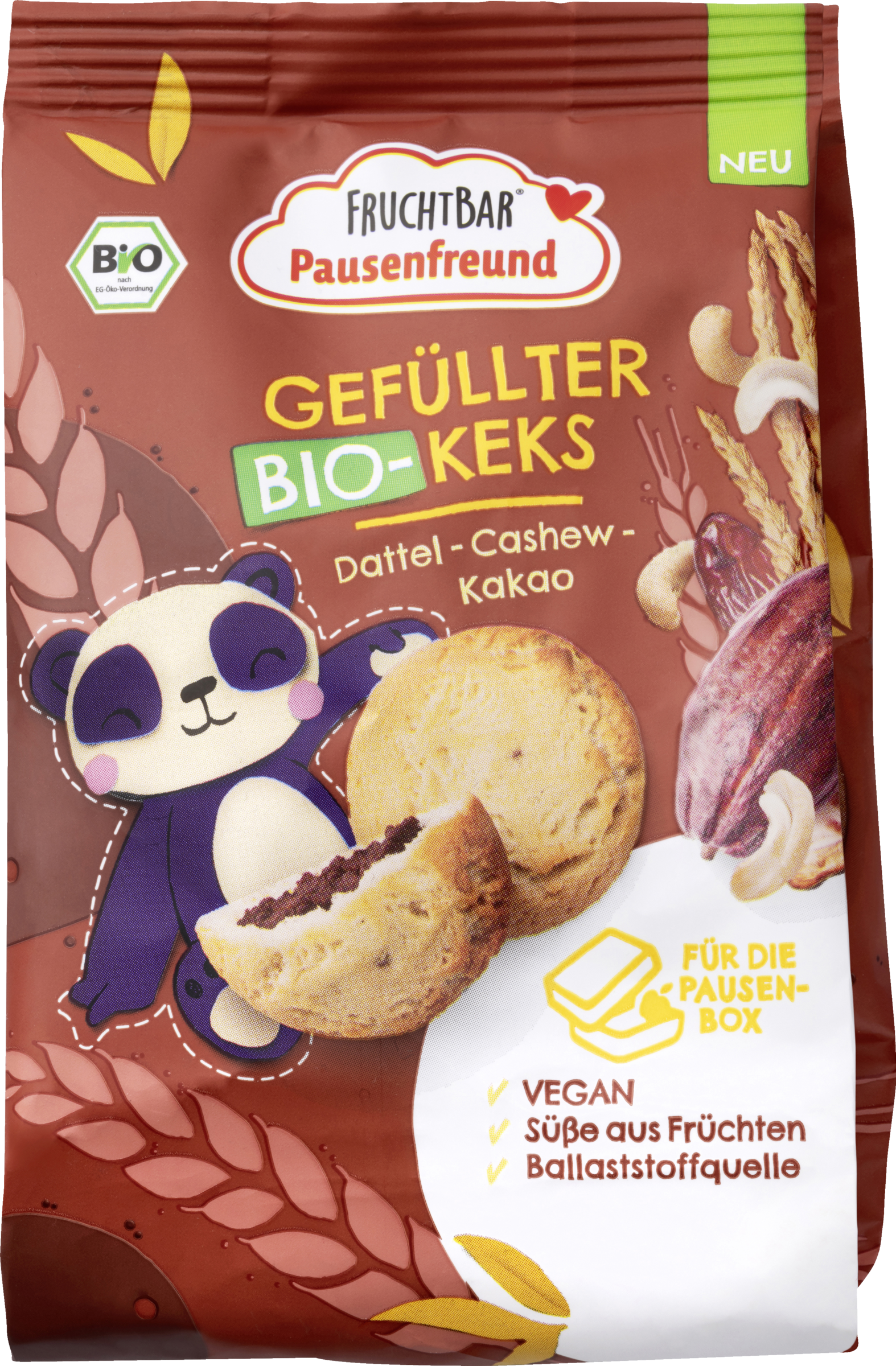 FruchtBar Pausenfreund Gefüllter Bio-Keks Dattel Cashew Kakao