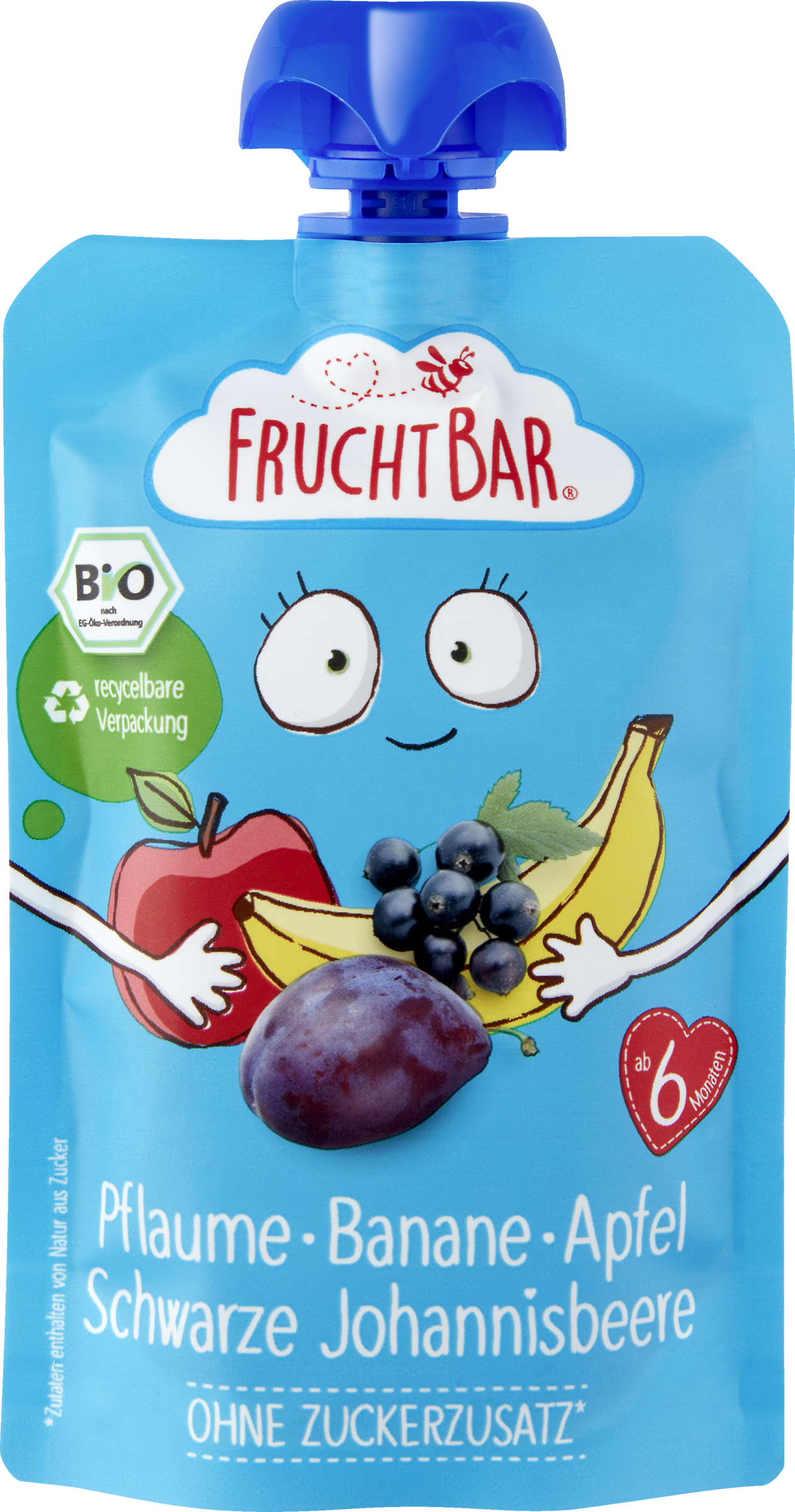 Bio Fruchtpüree Pflaume, Banane, Apfel & Schwarze Johannisbeere