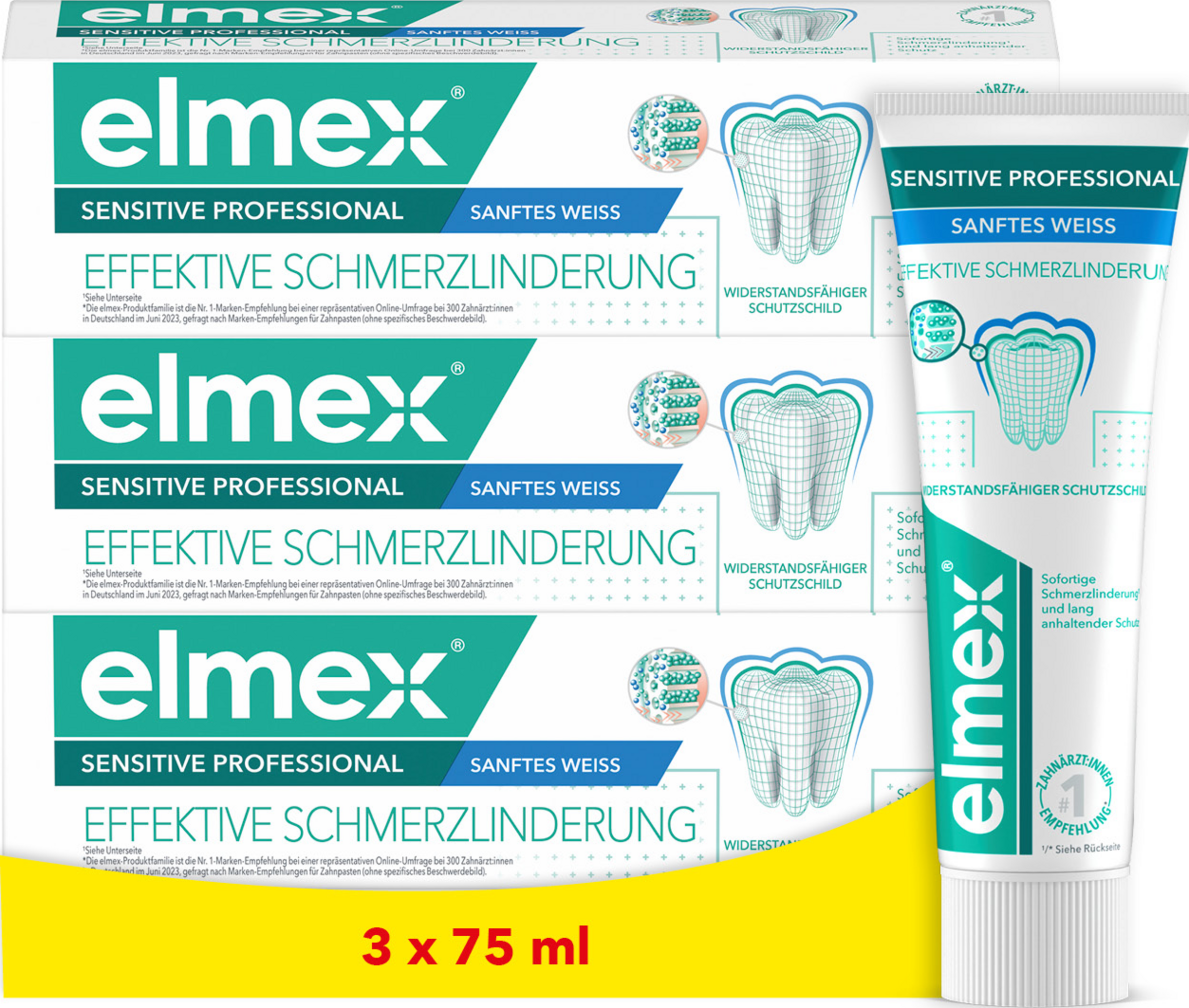elmex 3er Pack Sensitive Professional Sanftes Weiss Zahnpasta