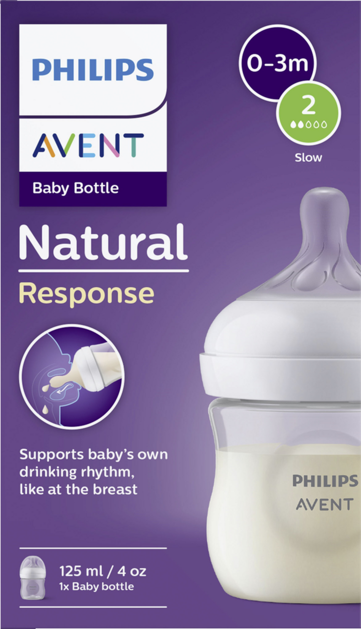 PHILIPS AVENT Natural Response Babyflasche 125 ml (langsame Durchflussrate)