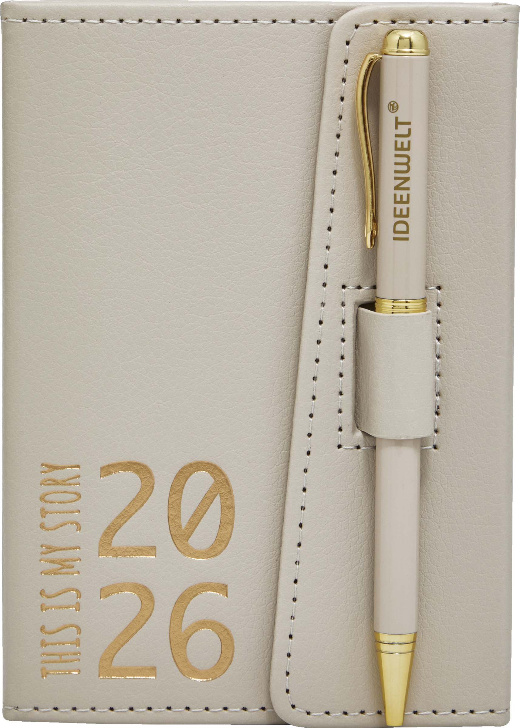 IDEENWELT Terminplaner 2026 mit Kugelschreiber beige