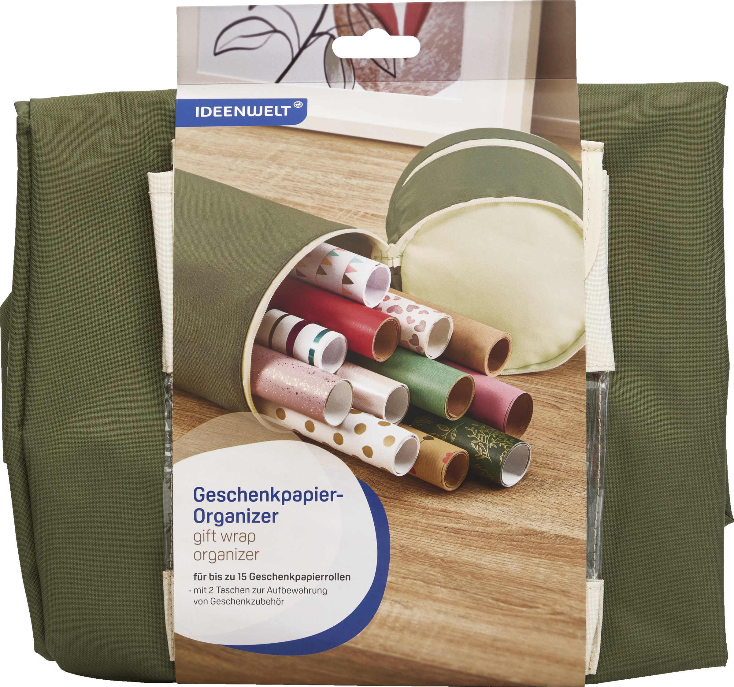 IDEENWELT Geschenkpapierorganizer Oliv