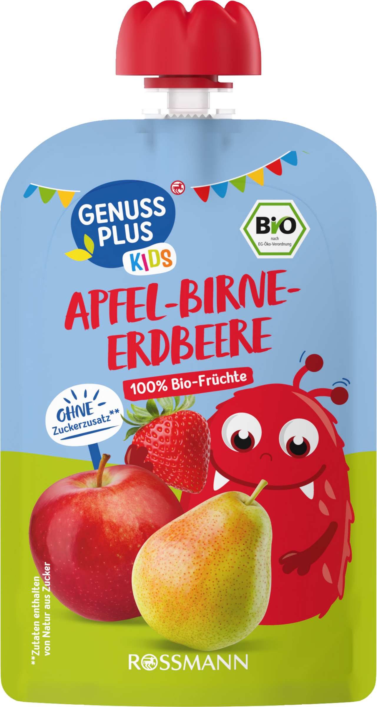 Bio Fruchtpüree Apfel-Birne-Erdbeere