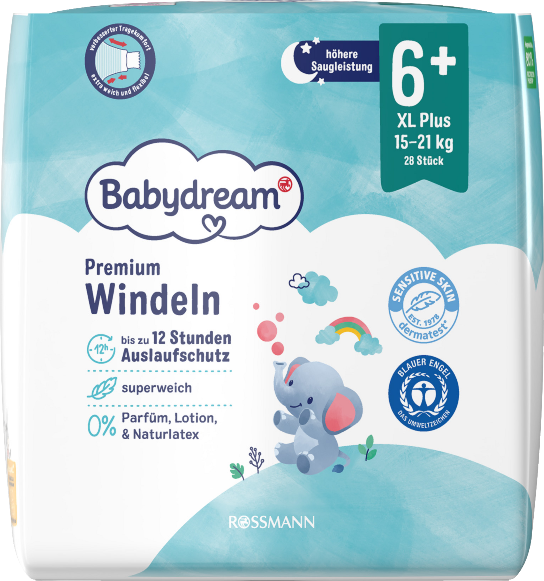 Babydream Premium Windeln Größe 6+ XL+, 28 Stück, 15-21 kg