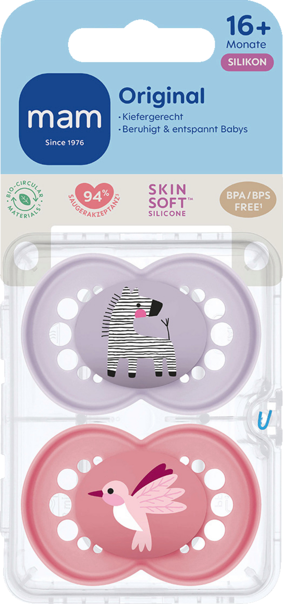 MAM Original matt Silikon 16+ Zebra/Vogel