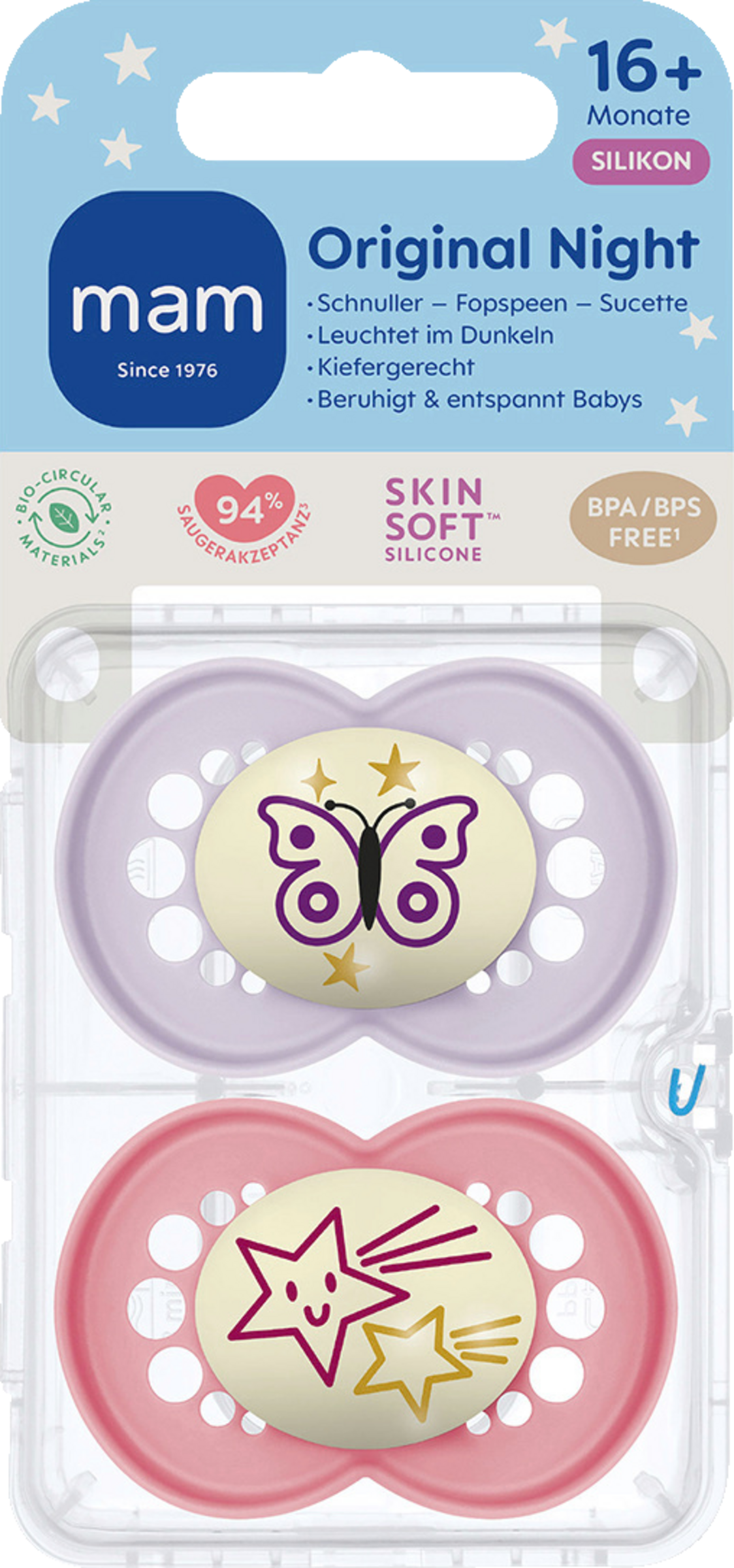 MAM Original Night Silikon 16+ Schmetterling/Stern