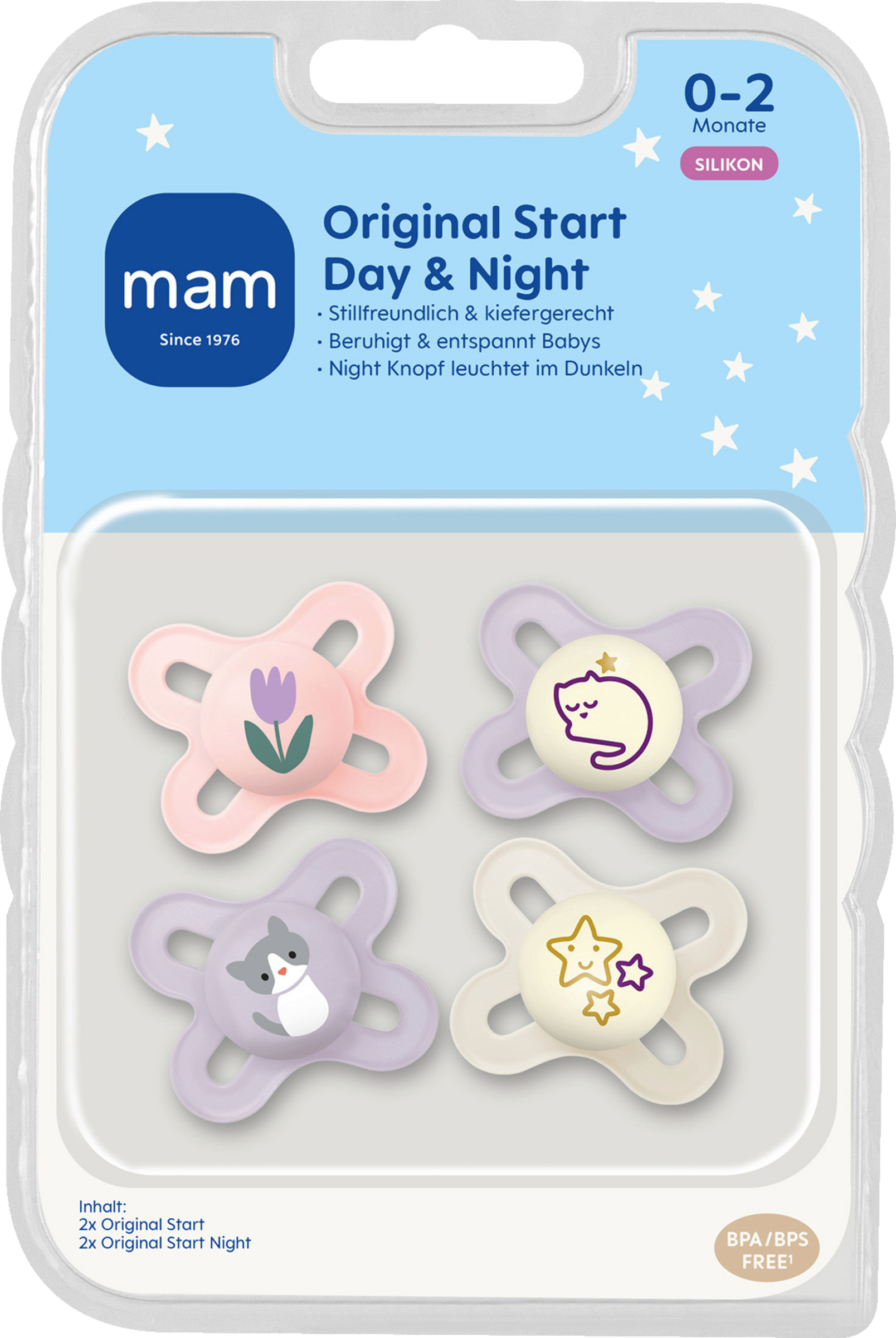 MAM Original Start Day+Night 0-2 4er Tulpe/Katze/Sterne