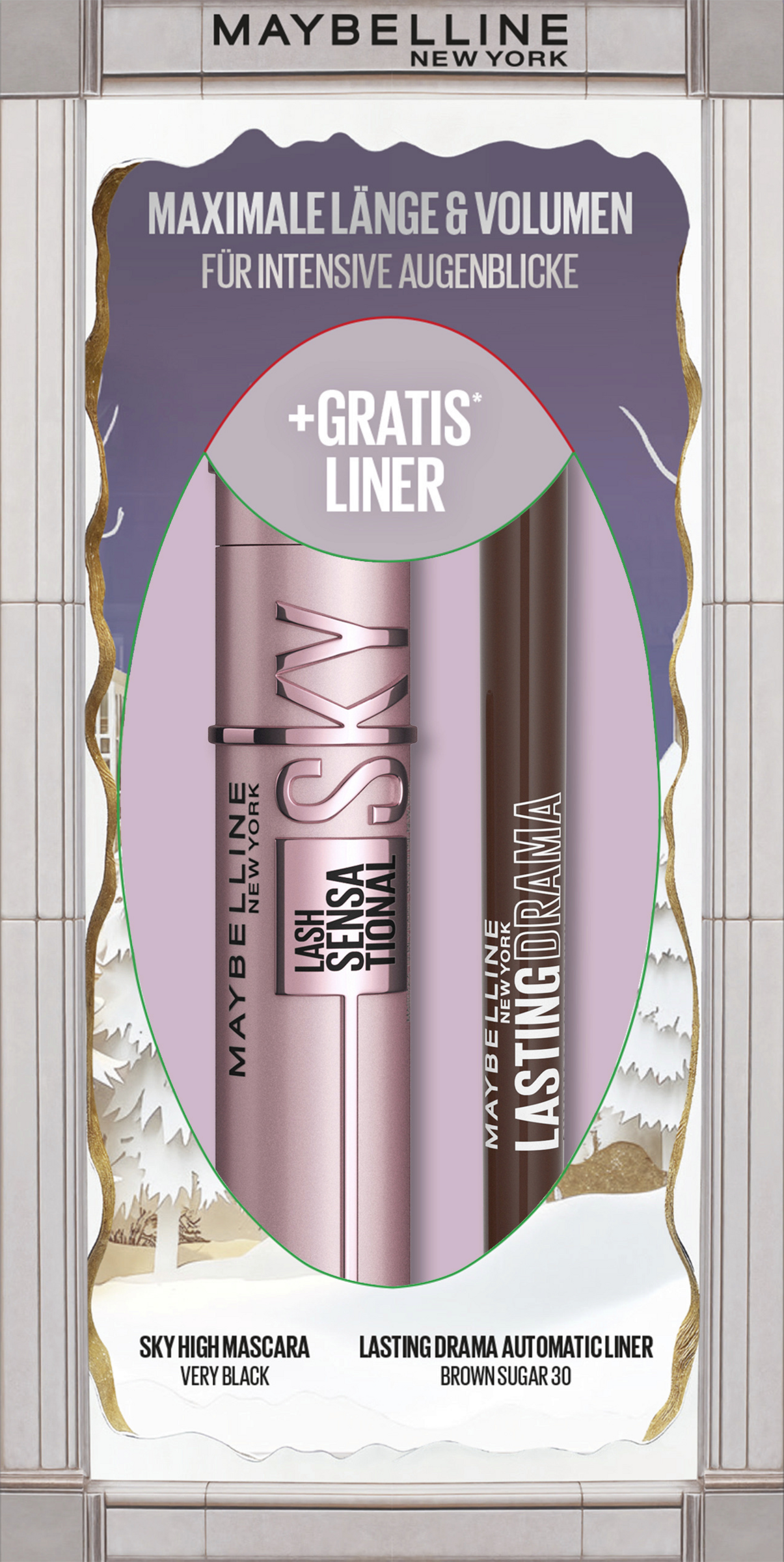 Xmas Coffret: Lash Sensational Sky High Brown + Lasting Drama Automatic Liner 30 Brown Sugar