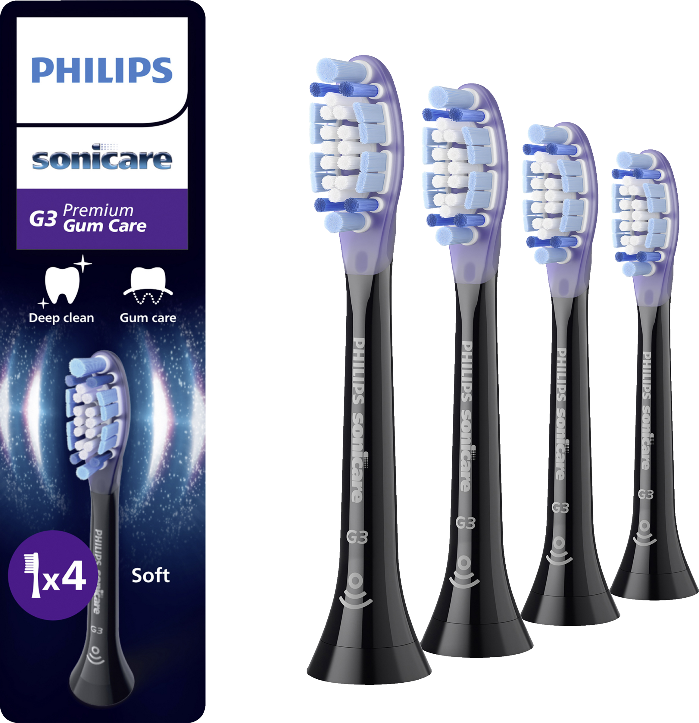 PHILIPS Sonicare HX9054/88 G3 Premium Gum Care Bürstenköpfe schwarz 4er Pack